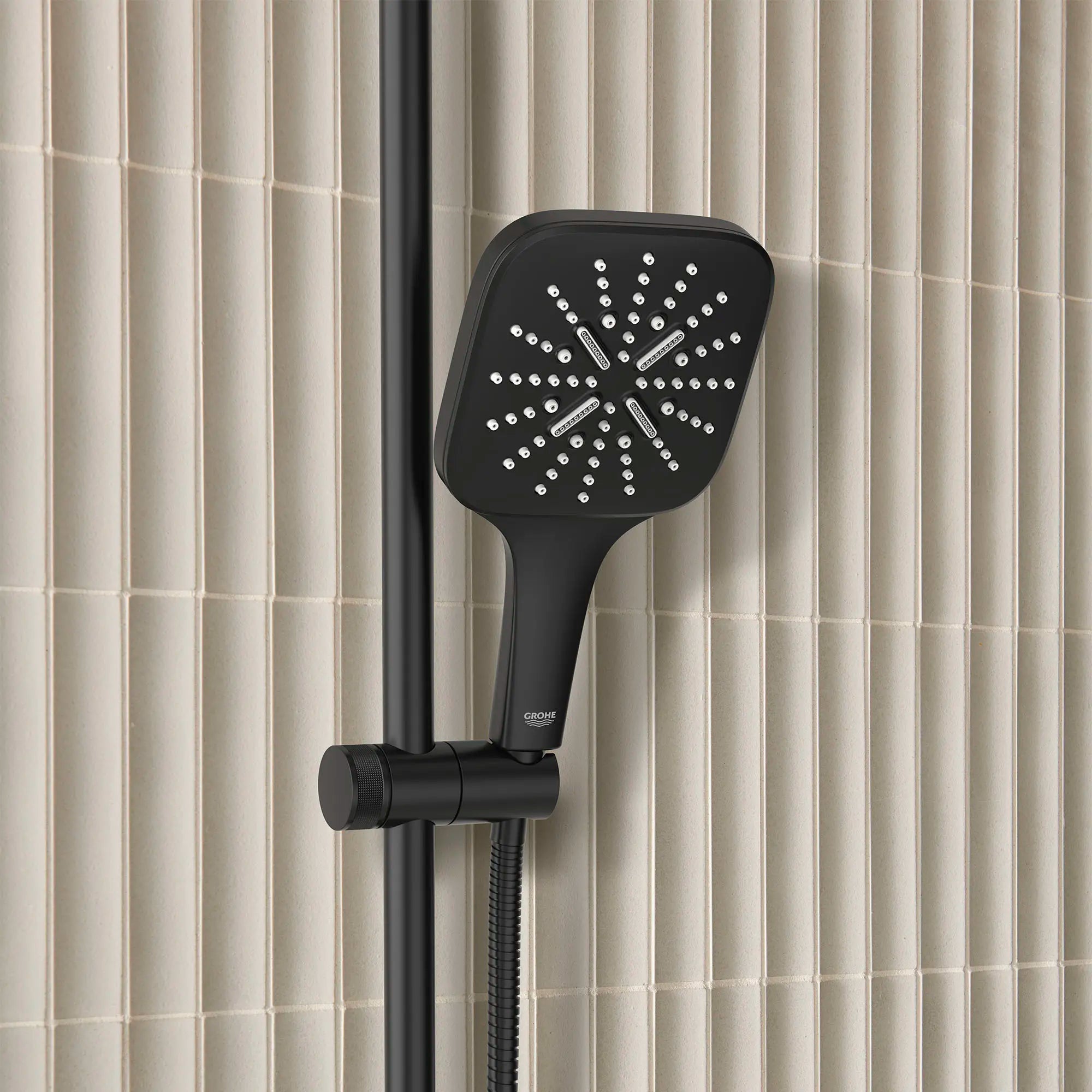 Hand Shower - 3 Sprays, 1.75 GPM (6.6 L/min) // MATTE BLACK // 177115_SmartActive_EnvironmentCloseUp_266032430_265522430_0001_Sept2023_0_CDNwebp_c6dfeb34-2b3f-43df-aa41-cb7ac3c6fbcf.webp