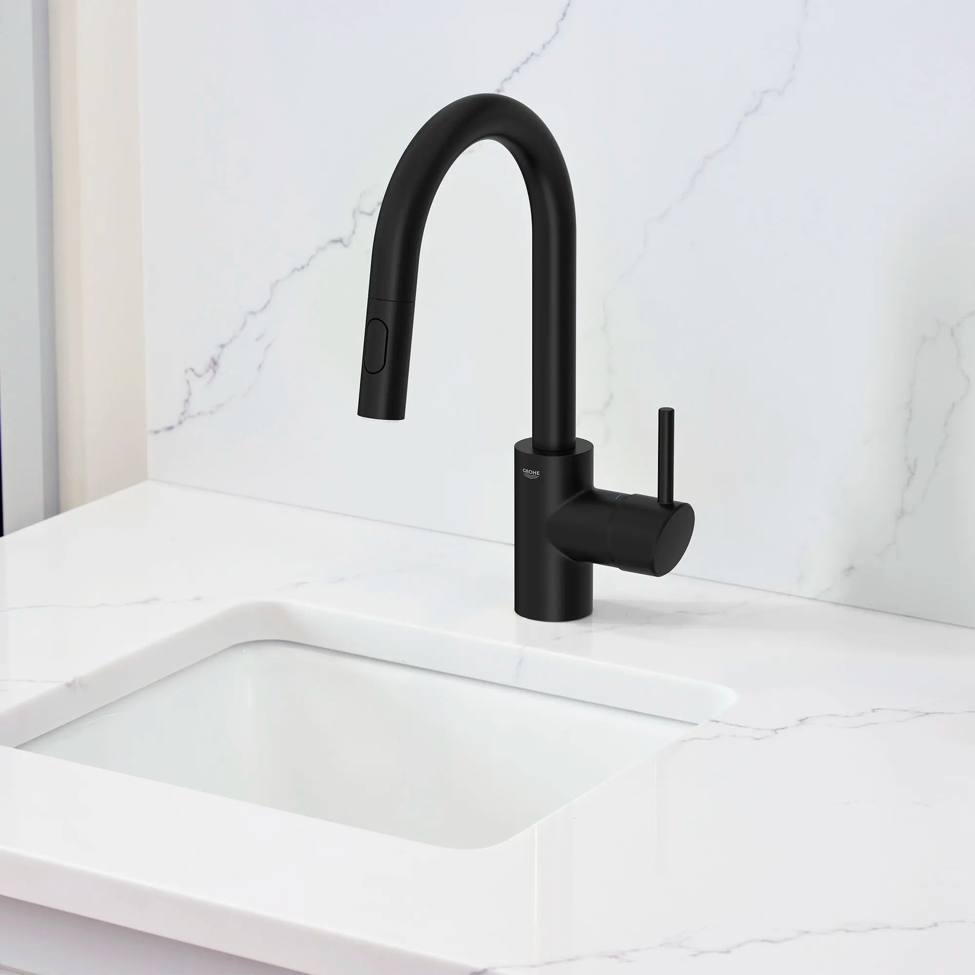Concetto Single-Handle Pull Down Prep Faucet 1.75 GPM (6.6 L/min) // MATTE BLACK // 185614_Concetto_EnvironmentCloseup_314792430_0001_Sept2023_0_CDNwebp.webp