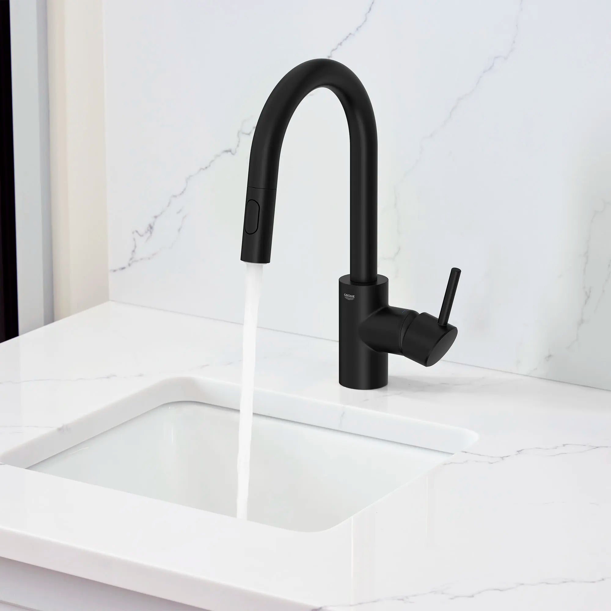 Concetto Single-Handle Pull Down Prep Faucet 1.75 GPM (6.6 L/min) // MATTE BLACK // 185616_Concetto_EnvironmentCloseup_314792430_0002_Sept2023_0_CDNwebp.webp