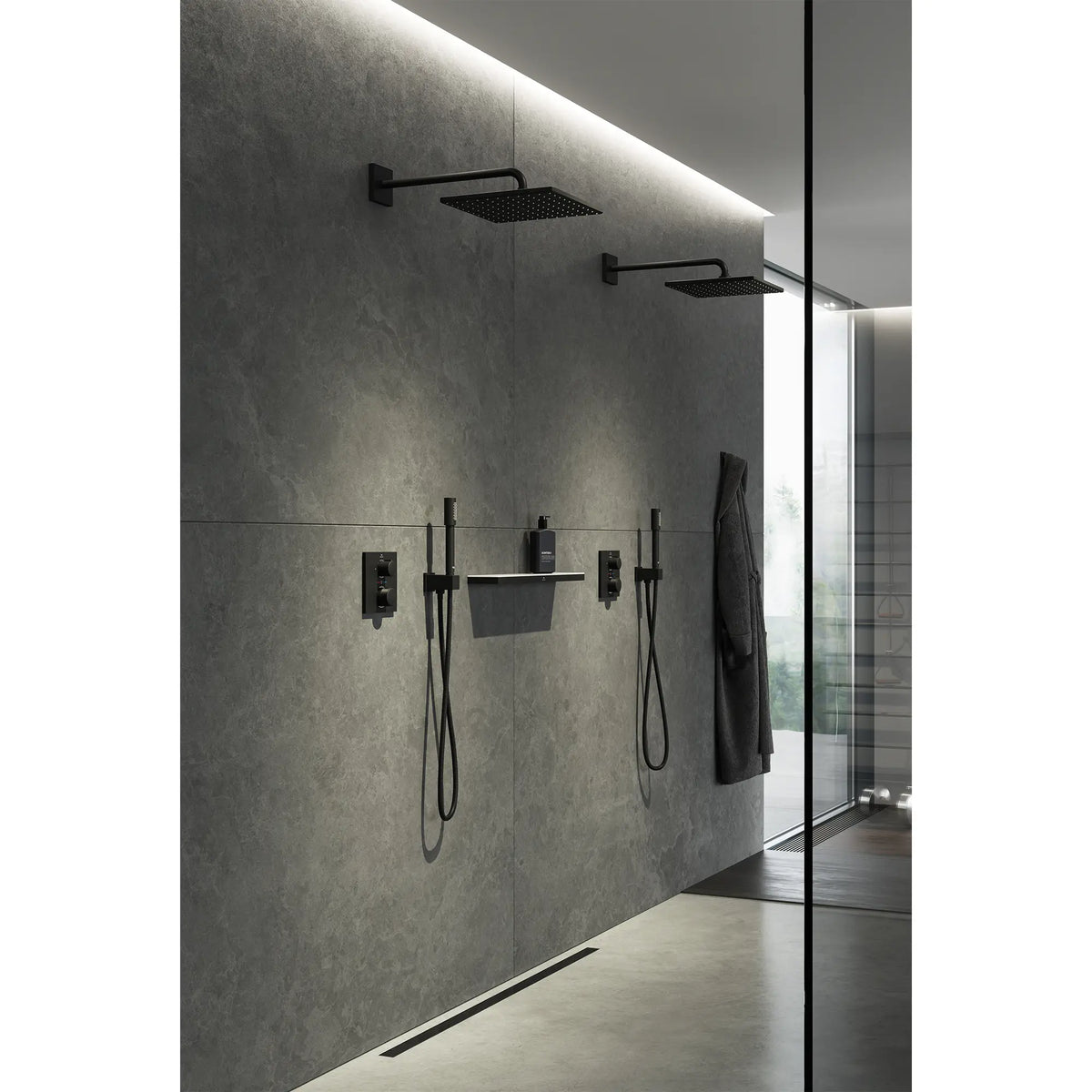 Dual Function 2-Handle Thermostatic Valve Trim // MATTE BLACK // 186606_Allure_EnvironmentCloseUp_265702430_291782431_0001_Oct2023_0_CDNwebp_a578a04f-edb1-4d8b-b6a5-263914179f11.webp