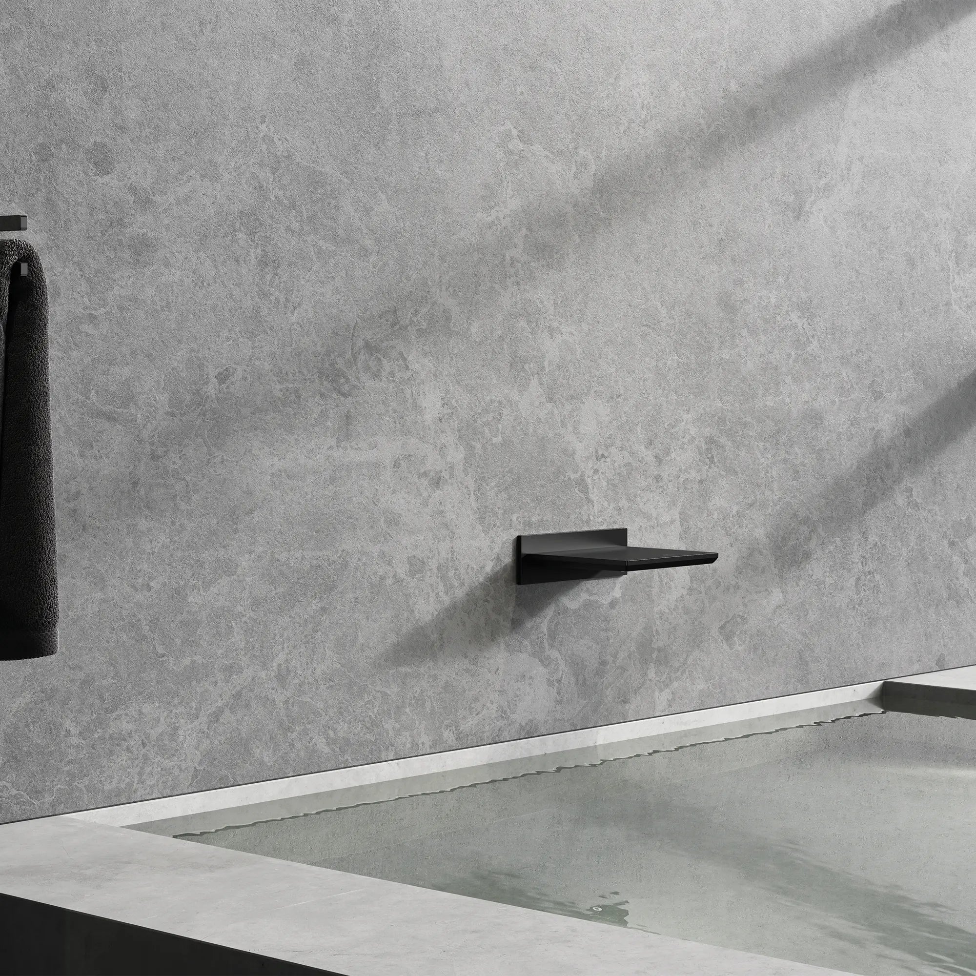 Allure Waterfall Tub Spout // MATTE BLACK // 186612_Allure_EnvironmentCloseUp_133912431_0001_Oct2023_0_CDNwebp.webp