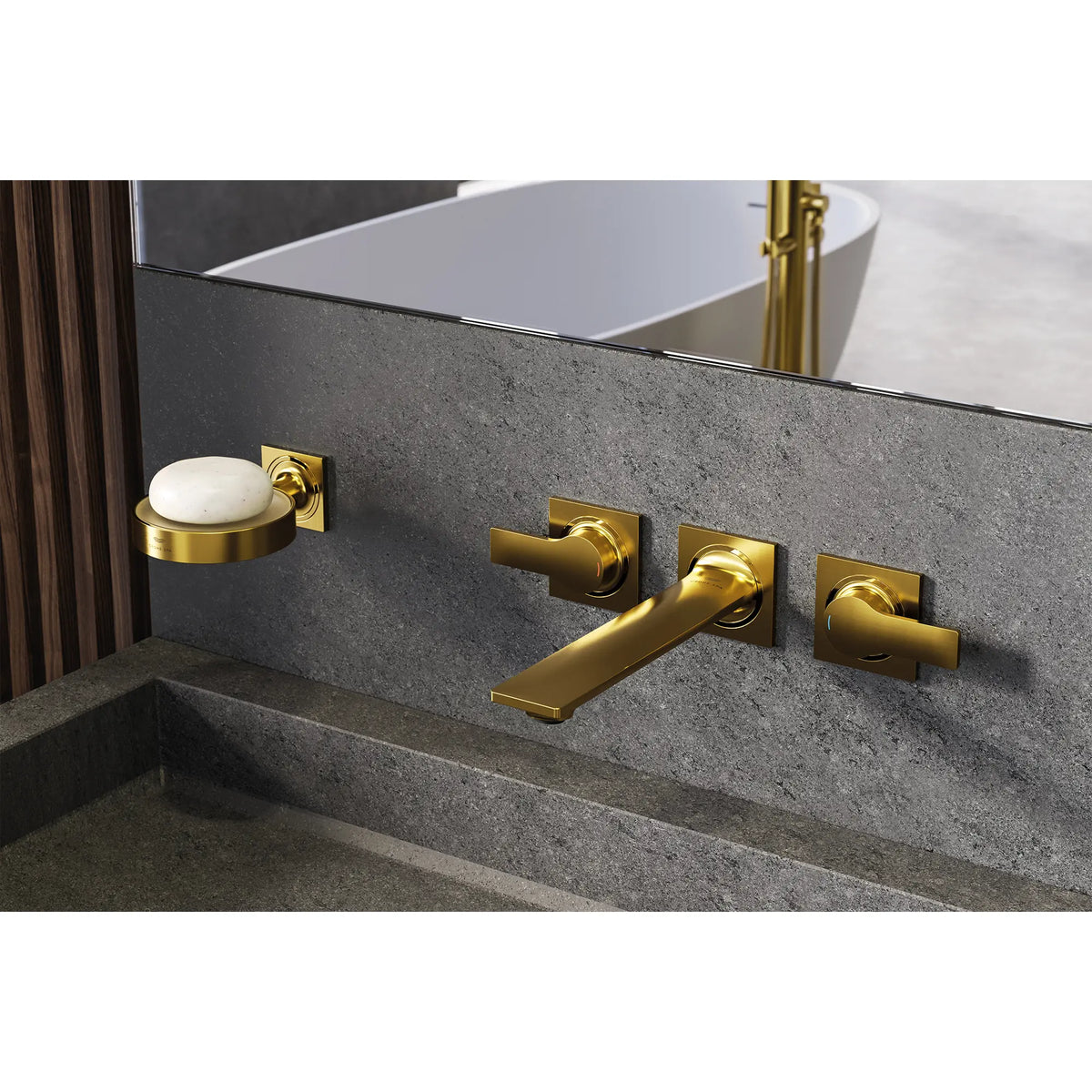 2-Handle Wall Mount Faucet 1.2 GPM // BRUSHED COOL SUNRISE // 186614_Allure_EnvironmentCloseUp_20586GN1_0001_Oct2023_0_CDNwebp_f5a8db10-cf3b-4873-ab8c-784942bea2e9.webp