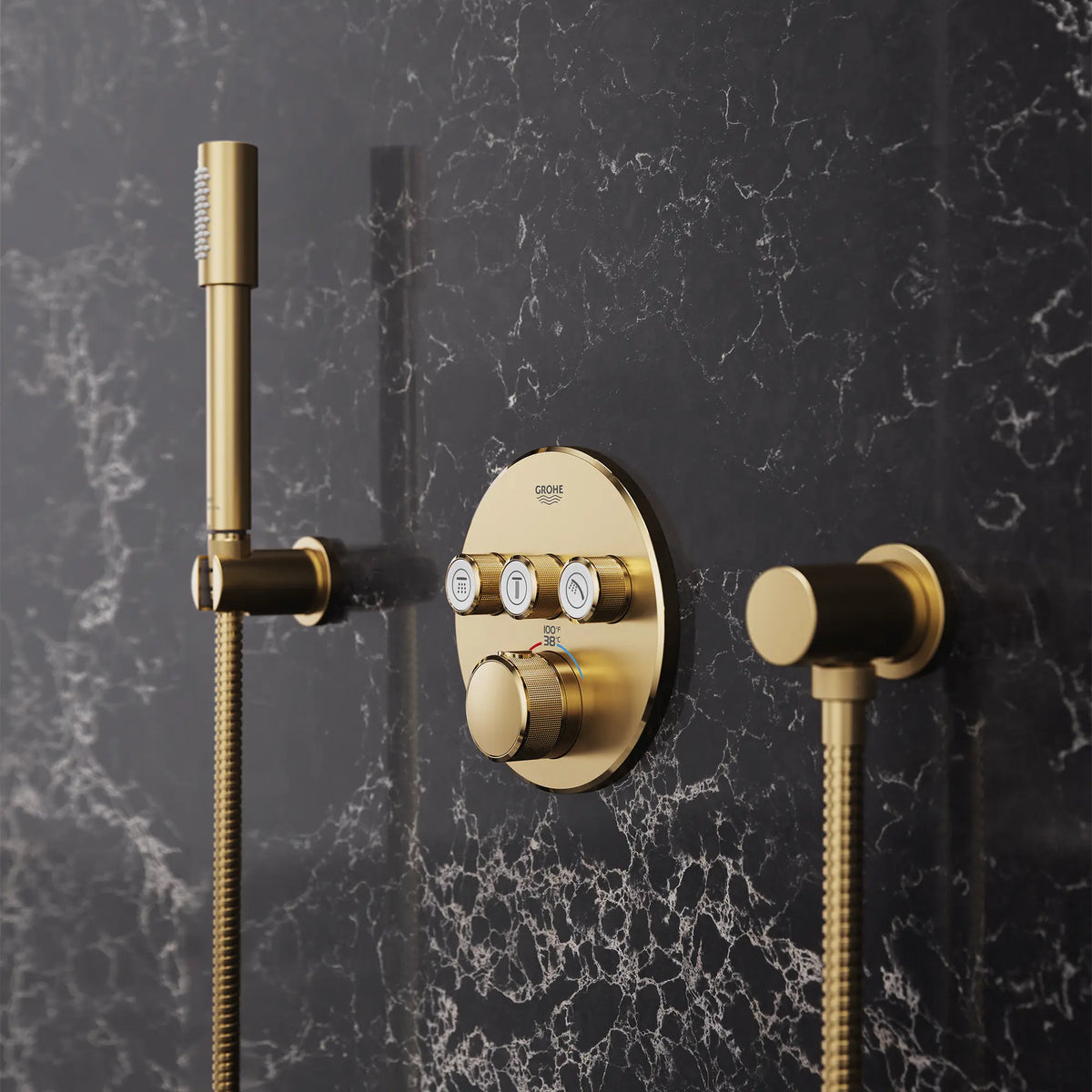 Stick Hand Shower - 1 Spray // BRUSHED COOL SUNRISE // 186621_Atrio_EnvironmentCloseUp_29138GN0_26866GN0_0001_Oct2023_0_CDNwebp_8a8530c3-015d-48bc-a2c8-ba4cd81214dd.webp