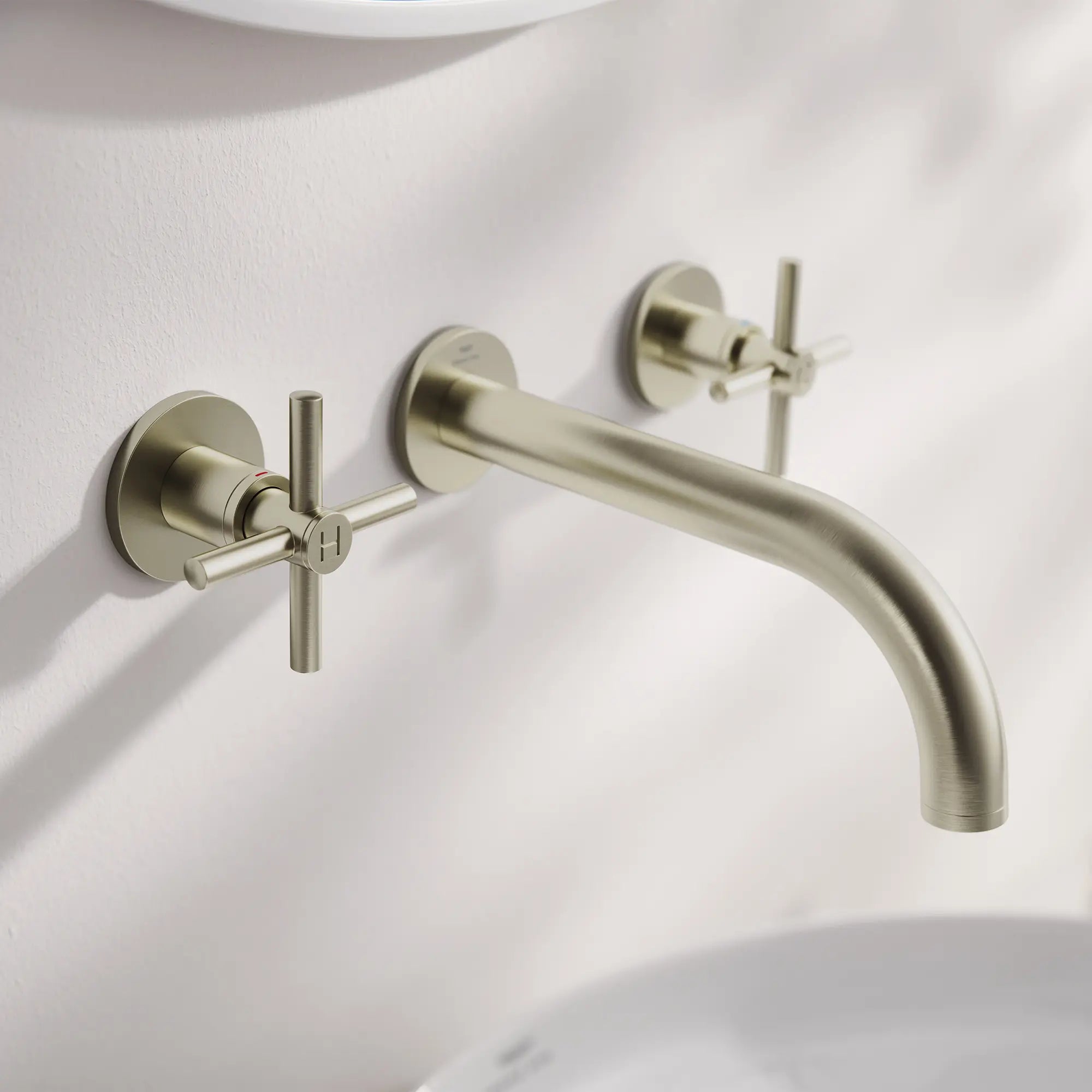 Atrio Cross Handles for Bathroom Sink Faucet (Pair) // BRUSHED NICKEL INFINITYFINISH // 186626_Atrio_EnvironmentCloseUp_20663EN0_14215EN0_0003_Oct2023_0_CDNwebp.webp