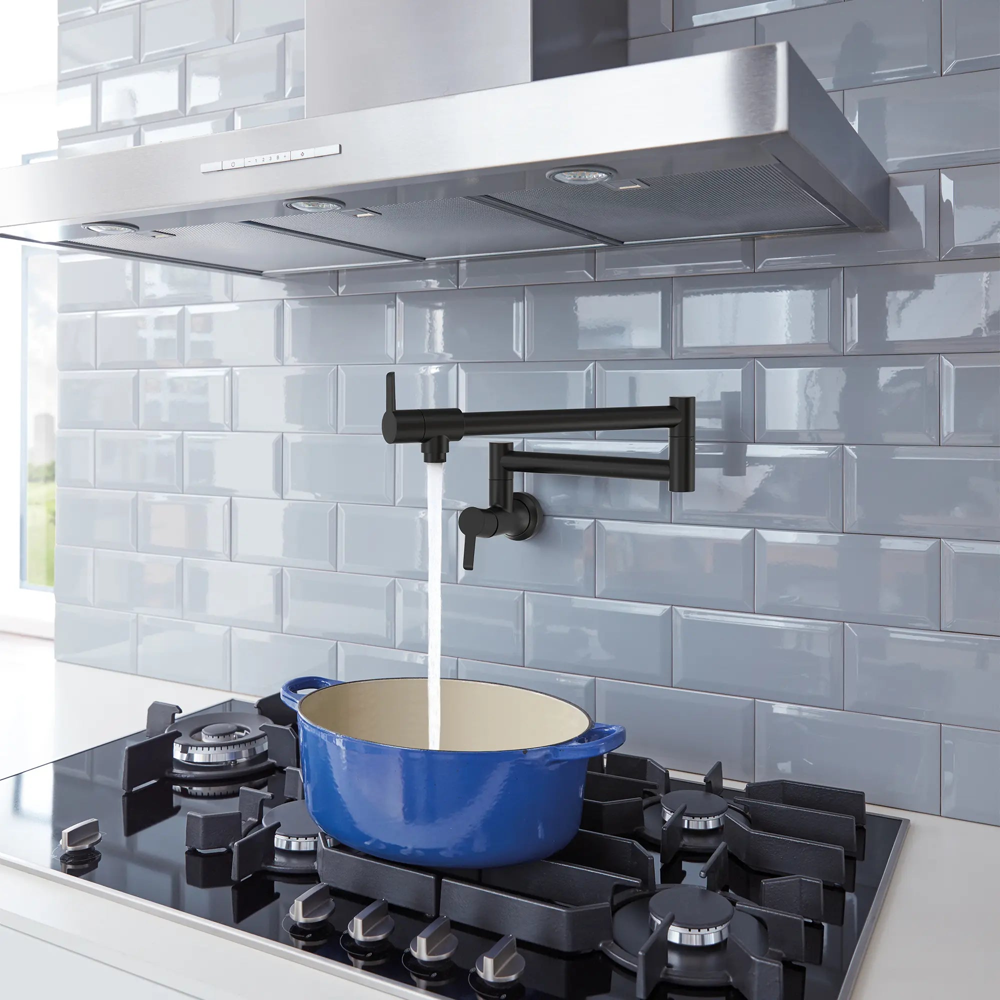 GROHE Zedra 2-Handle Wall Mount Pot Filler // MATTE BLACK // 186649_Zedra_EnvironmentCloseUp_310752432_0002_Octo2023_0_CDNwebp.webp
