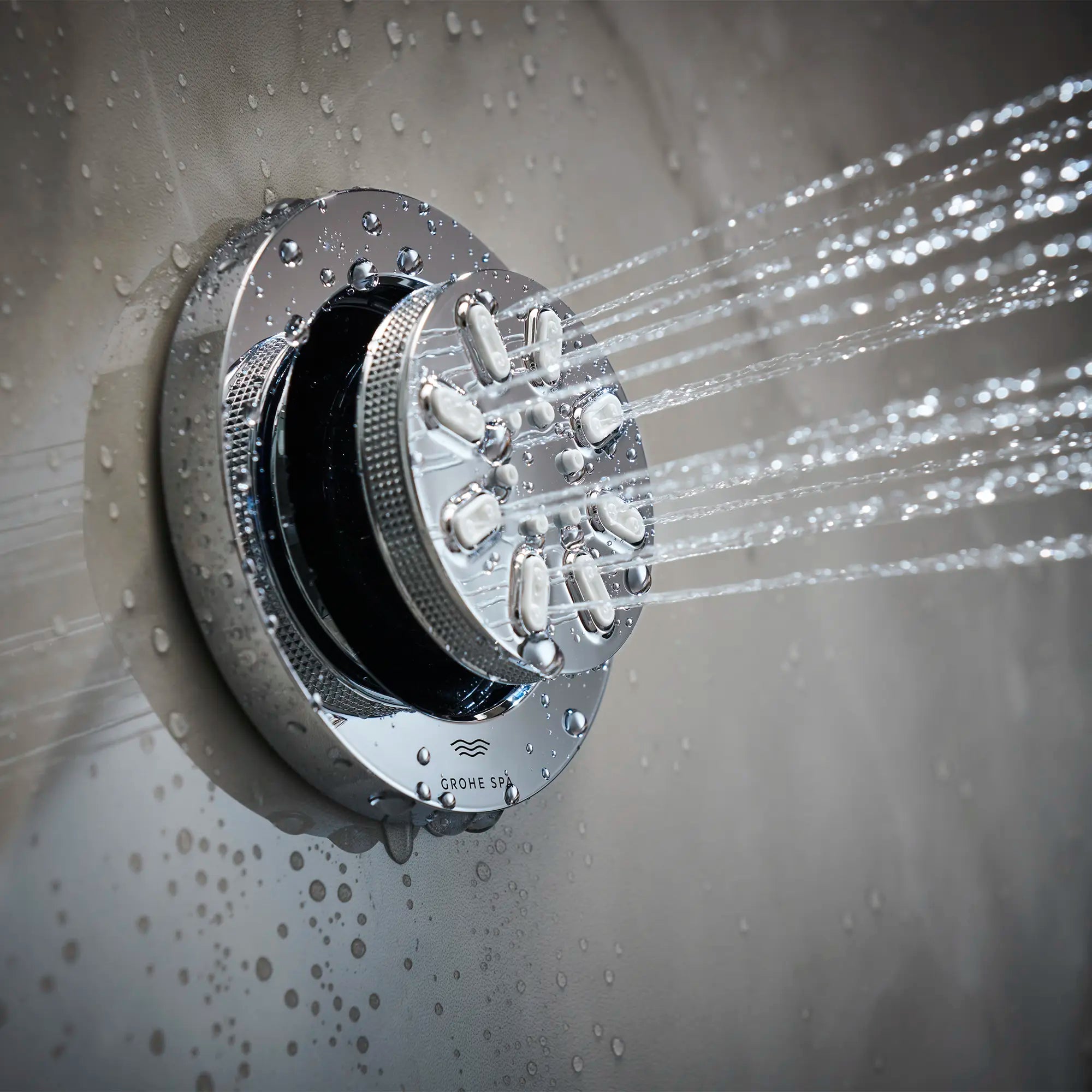 Body Spray - 2 Sprays, 0.9gpm // GROHE STARLIGHT CHROME // 233684_RainshowerAqua_EnvironmentCloseUp_26744000_0001_Nov2023_CDNwebp.webp