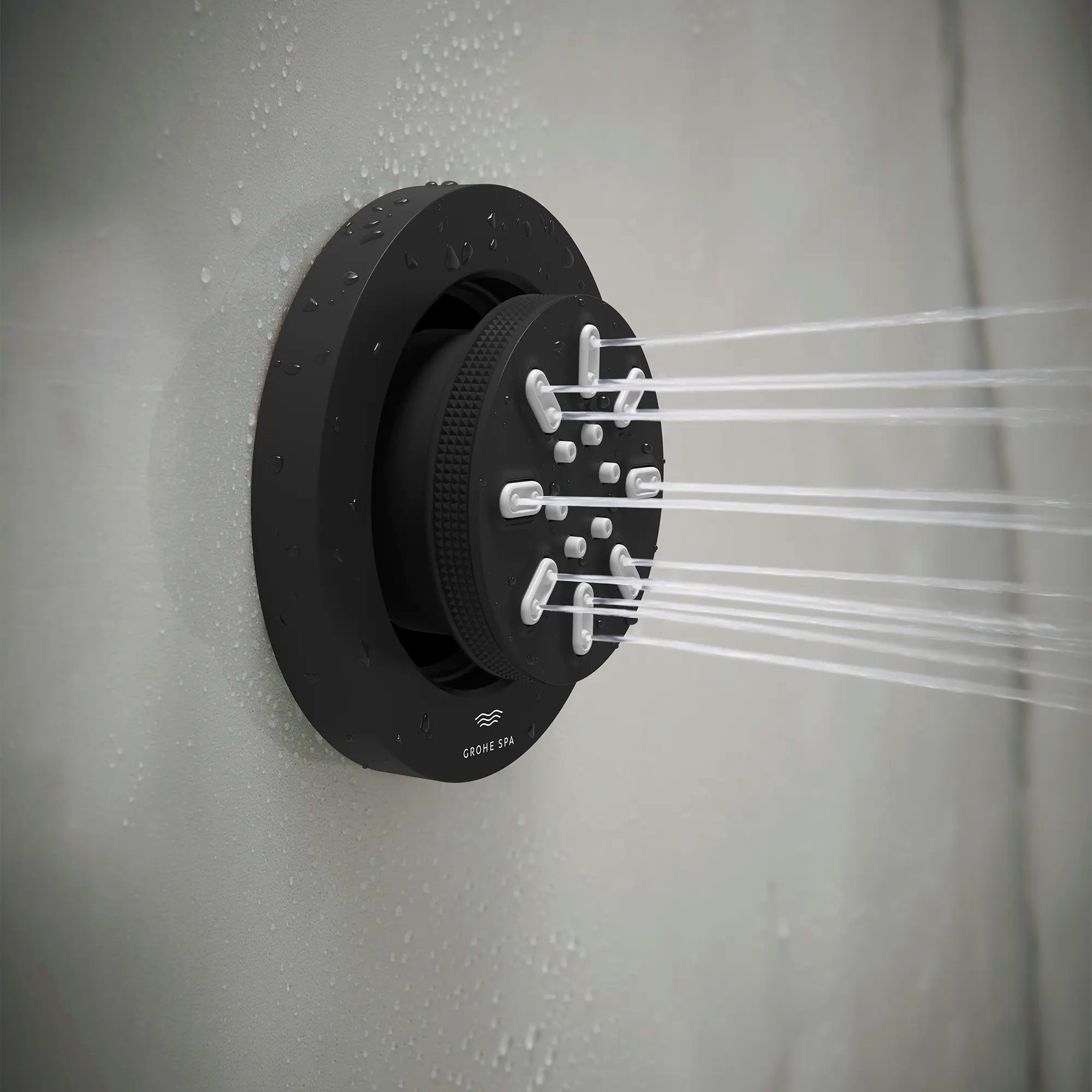 Body Spray - 2 Sprays, 3.3 l/min (0.9gpm) // MATTE BLACK // 233686_RainshowerAqua_EnvironmentCloseUp_268442430_0001_Nov2023_CDNwebp.webp