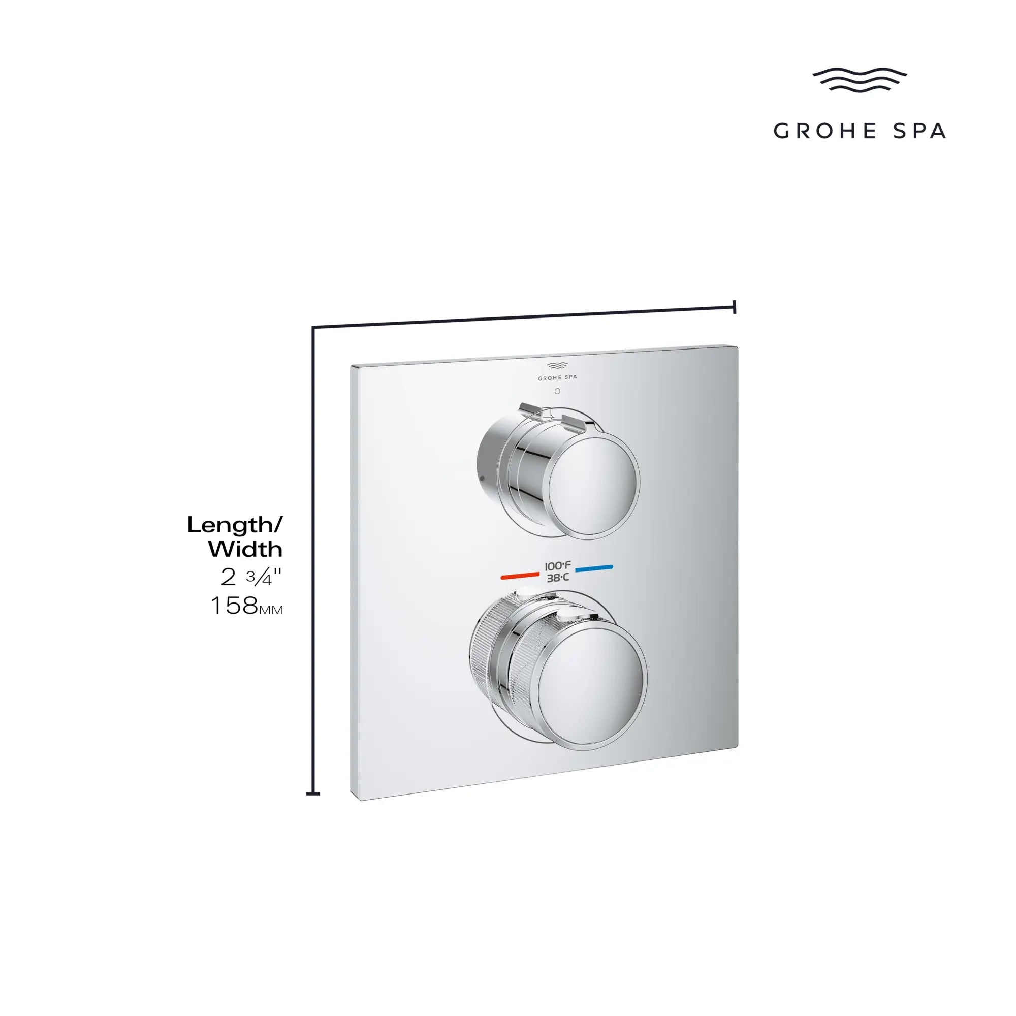 Dual Function 2-Handle Thermostatic Valve Trim // GROHE STARLIGHT CHROME // 234120_Allure_Infographic_29178_0002_DEC2023_0_CDNwebp.webp