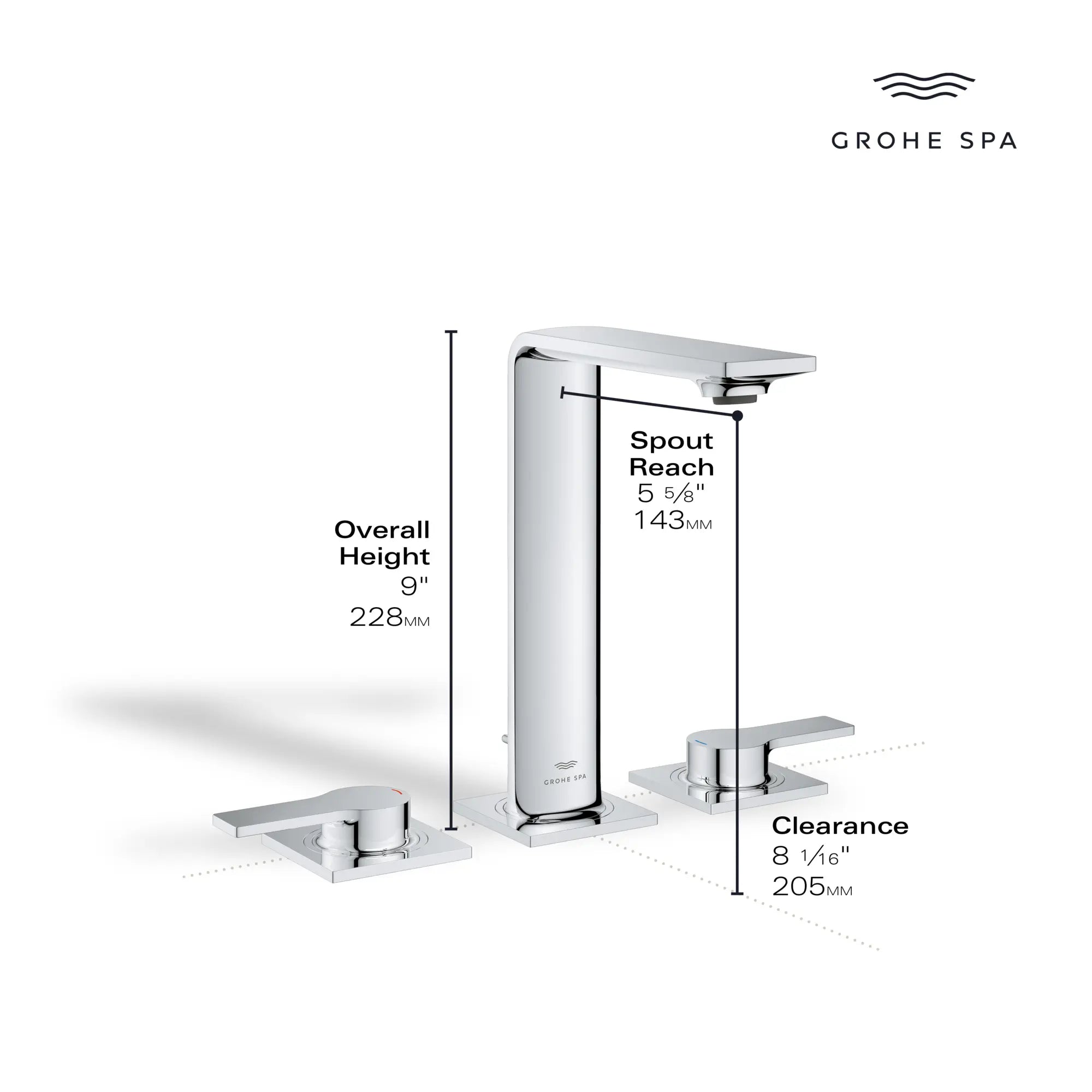 8-inch Widespread 2-Handle M-Size Bathroom Faucet 1.2 GPM // GROHE STARLIGHT CHROME // 234131_Allure_Infographic_20584_0002_DEC2023_2_CDNwebp.webp