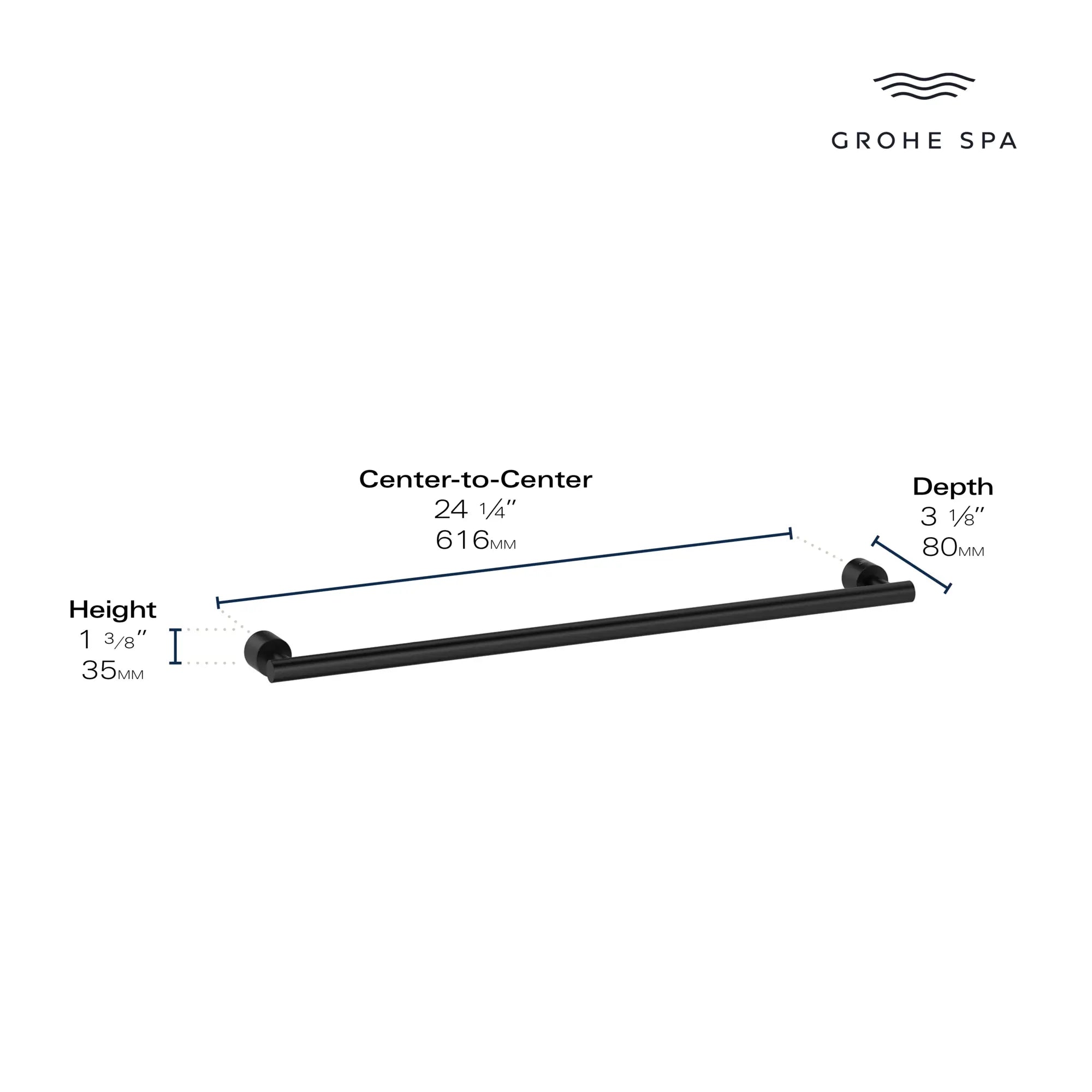 Atrio 24" Towel Rail // BRUSHED COOL SUNRISE // 235625_Atrio_Infographic_40889_0001_JAN2024_CDNwebp.webp
