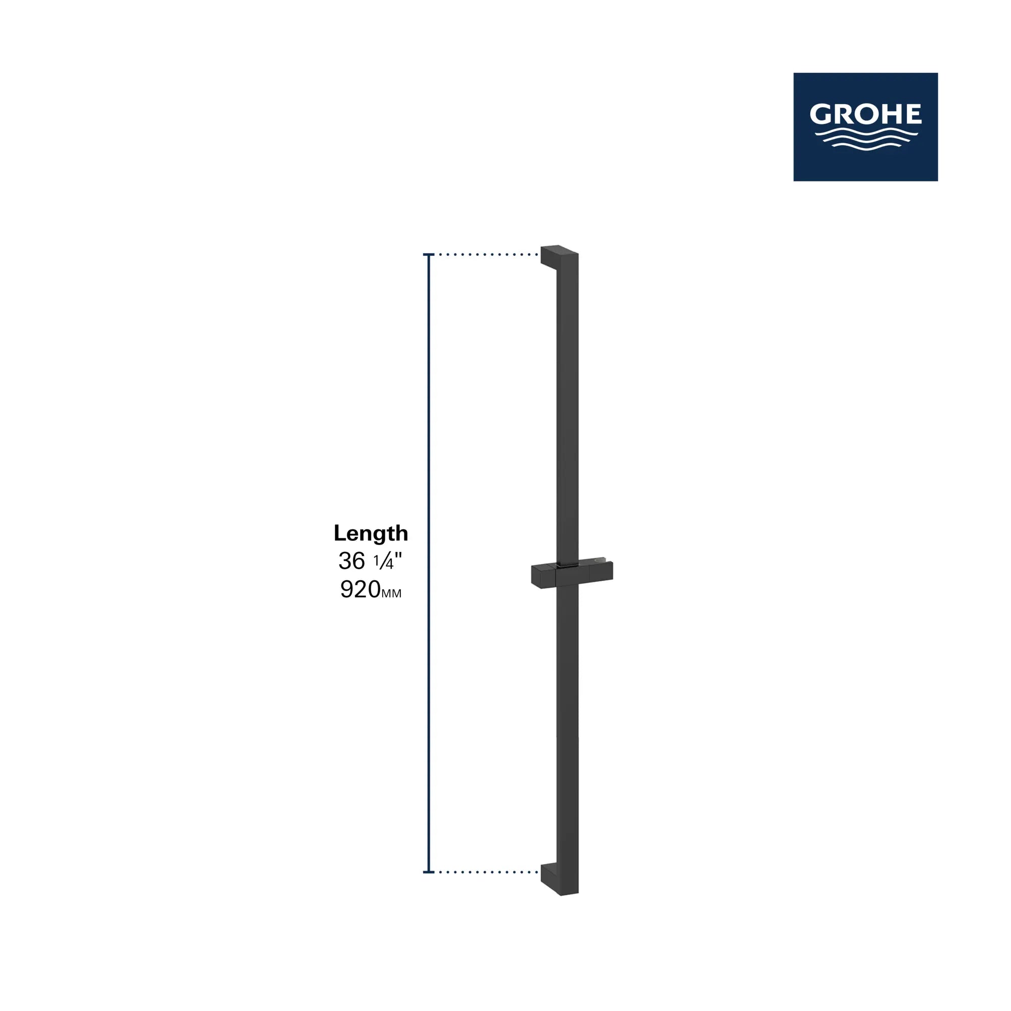 36" Shower Slide Bar // GROHE STARLIGHT CHROME // 235647_Euphoria_Infographic_27841_0001_JAN2024_CDNwebp.webp