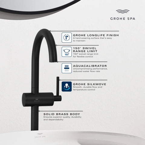 Atrio Single Hole Single-Handle L-Size Bathroom Faucet, 1.2 GPM (4.5 L/min) - Hard Graphite