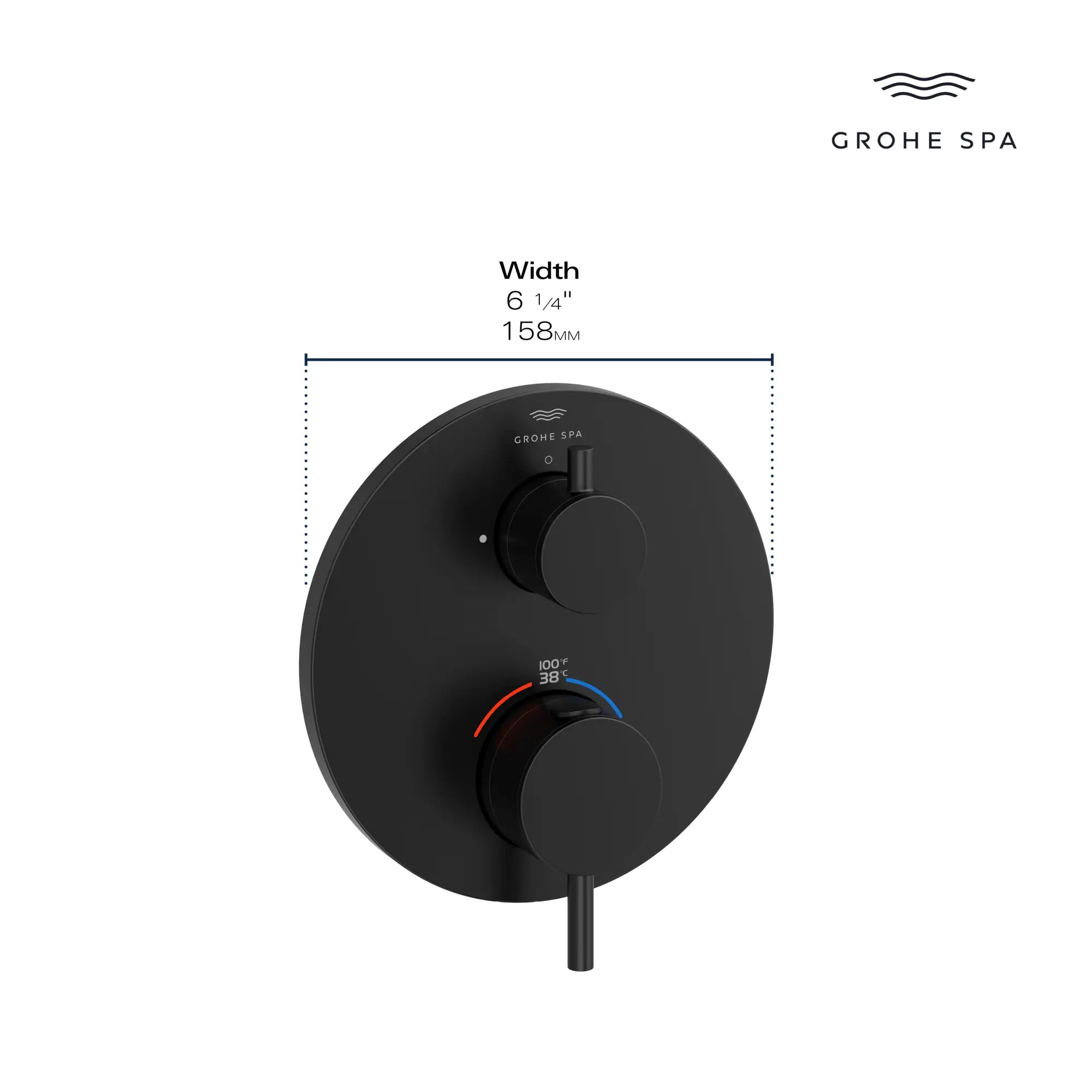 Atrio Single Function 2-Handle Thermostatic Valve Trim // GROHE STARLIGHT CHROME // 235664_Atrio_Infographic_24360_0002_JAN2024_CDNwebp.webp