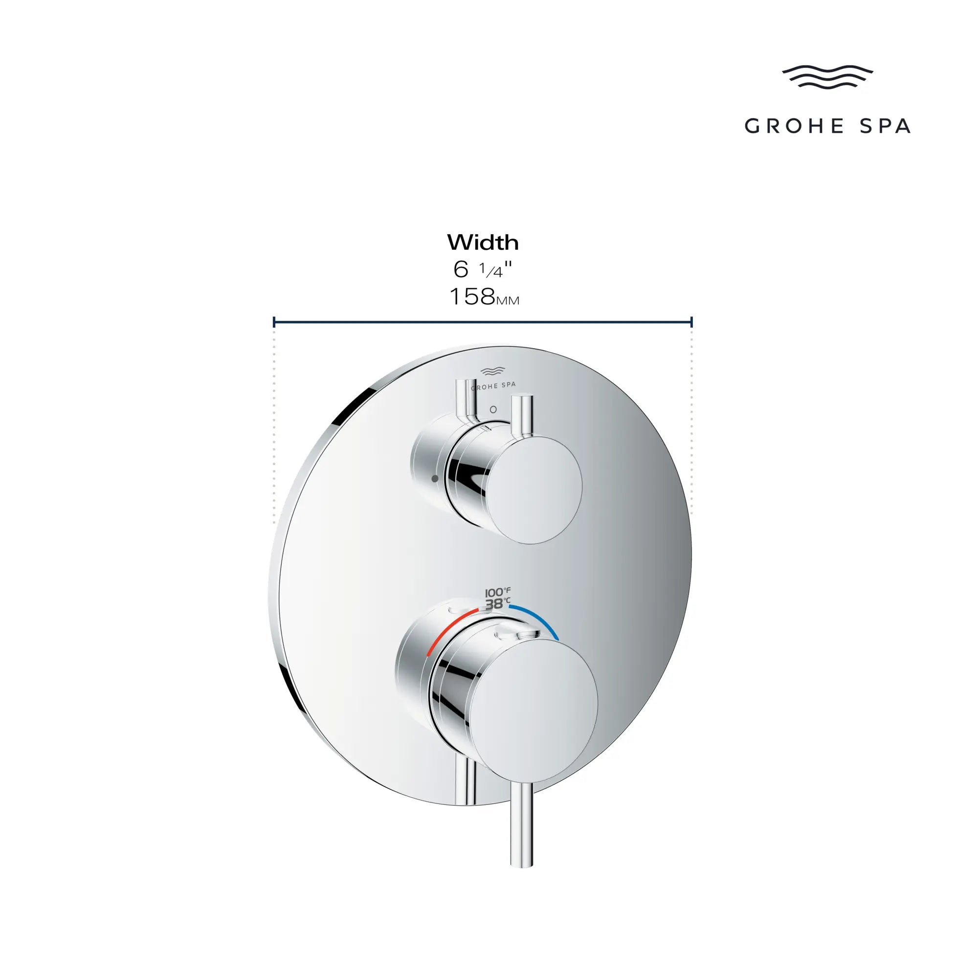 Dual Function 2-Handle Thermostatic Valve Trim // GROHE STARLIGHT CHROME // 235666_Atrio_Infographic_24361_0001_APR2026_1_CDNwebp.webp