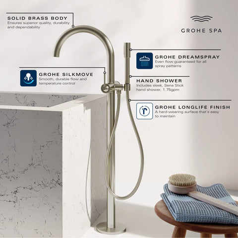 Atrio Single-Handle Freestanding Tub Faucet with 1.75 GPM (6.6 L/min) Hand Shower - Brushed Hard Graphite