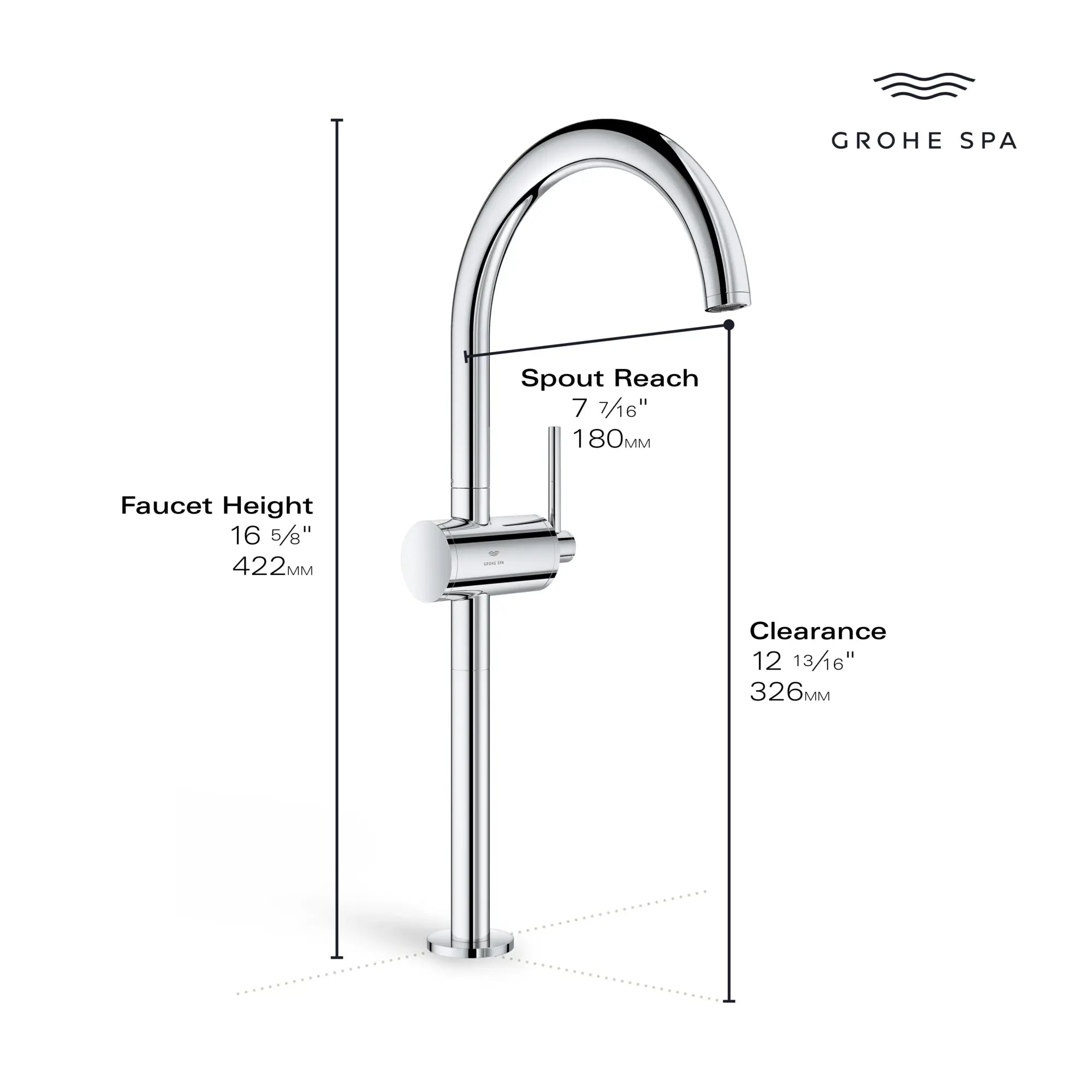 Atrio Single Hole Single-Handle Vessel Sink Faucet without Handles, 1.2 GPM (4.5 L/min) // GROHE STARLIGHT CHROME // 236653_Atrio_Infographic_24352_0002_JAN2024_CDNwebp.webp