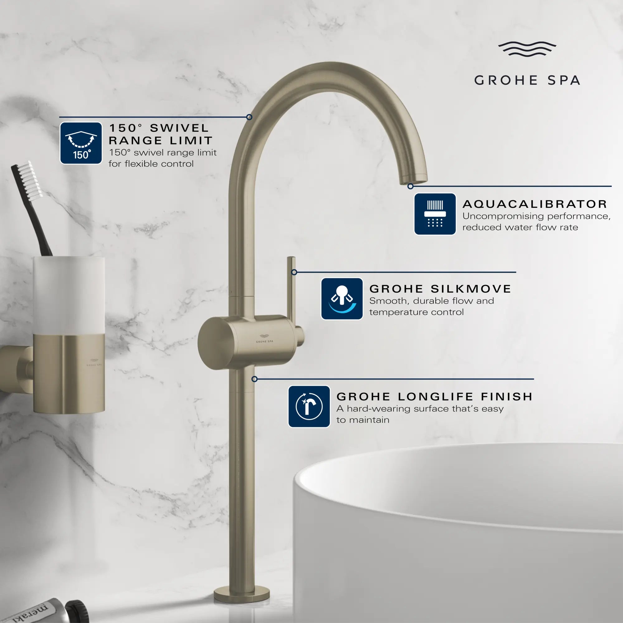 Single Hole Single-Handle Deck Mount Vessel Sink Faucet 4.6 L/min (1.2 GPM) // GROHE STARLIGHT CHROME // 236654_Atrio_Infographic_24352_0001_MAY2026_1_CDNwebp.webp