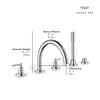 [25274000] Atrio 5-Hole 2-Handle Deck Mount Roman Tub Faucet without Handles with 1.75 GPM Hand Shower - GROHE StarLight Chrome