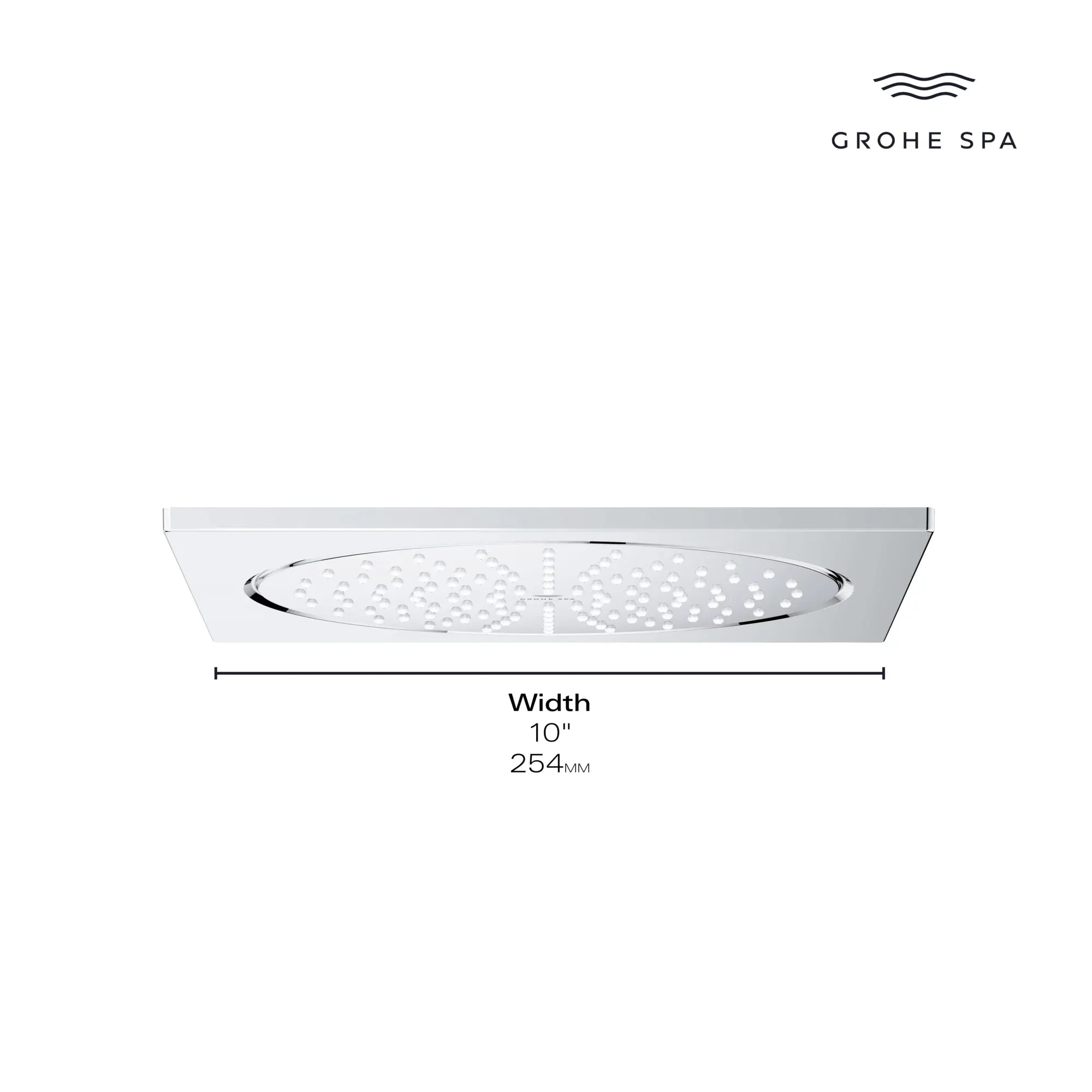 10" Ceiling Shower Head - 1 Spray, 1.75 GPM (6.6 L/min) // GROHE STARLIGHT CHROME // 236663_Rainshower_Infographic_26882_0002_JAN2024_CDNwebp.webp