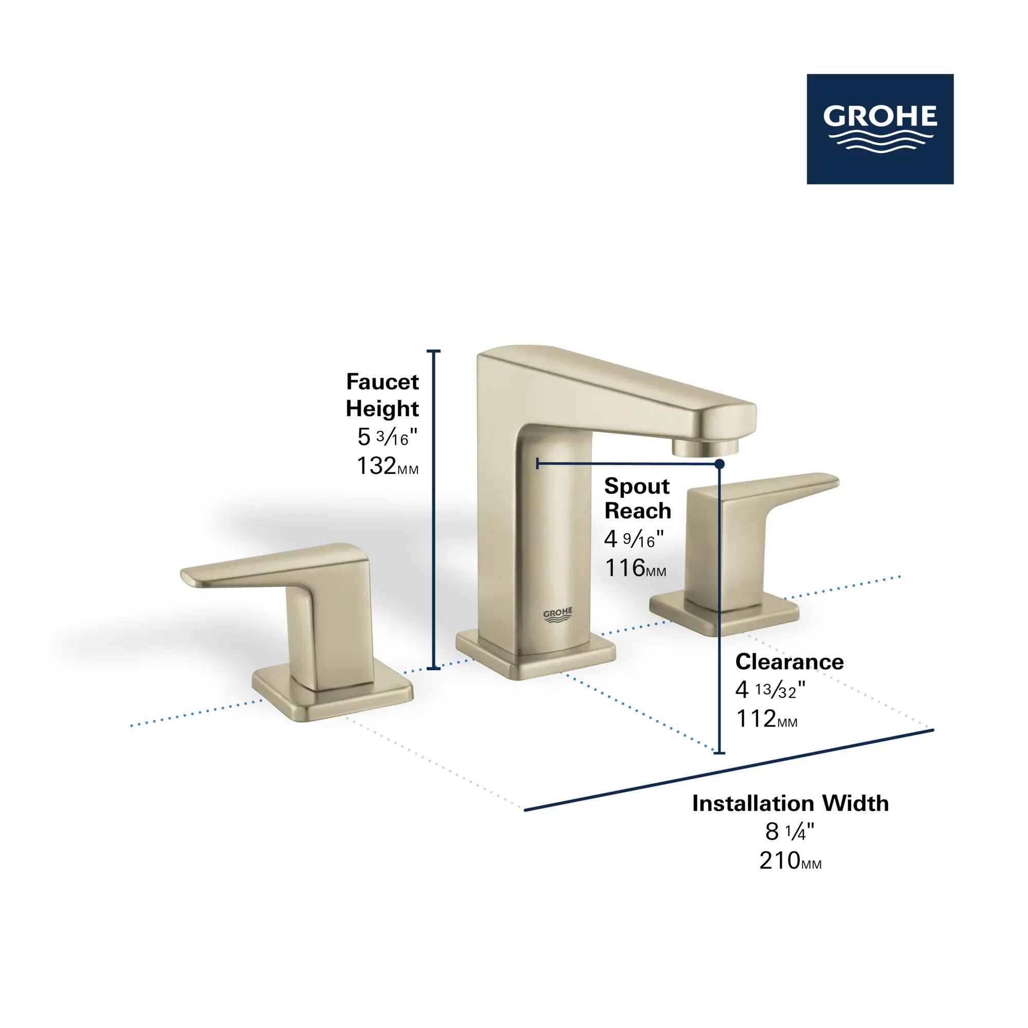 Tallinn 8" widespread two-handle bathroom faucet, 1.2 GPM (4.5 L/min) // GROHE STARLIGHT CHROME // 236704_Tallinn_Infographic_20583_0002_JAN2024_CDNwebp.webp