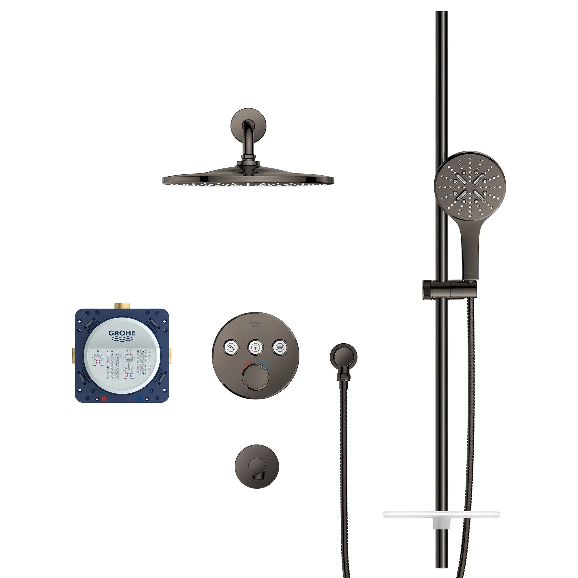 Rainshower SmartControl Thermostatic Triple Function Shower Kit // HARD GRAPHITE // 236912_Rainshower_SmartControl_SiloFront_103082A000_0001_Jan2024_CDNwebp.webp