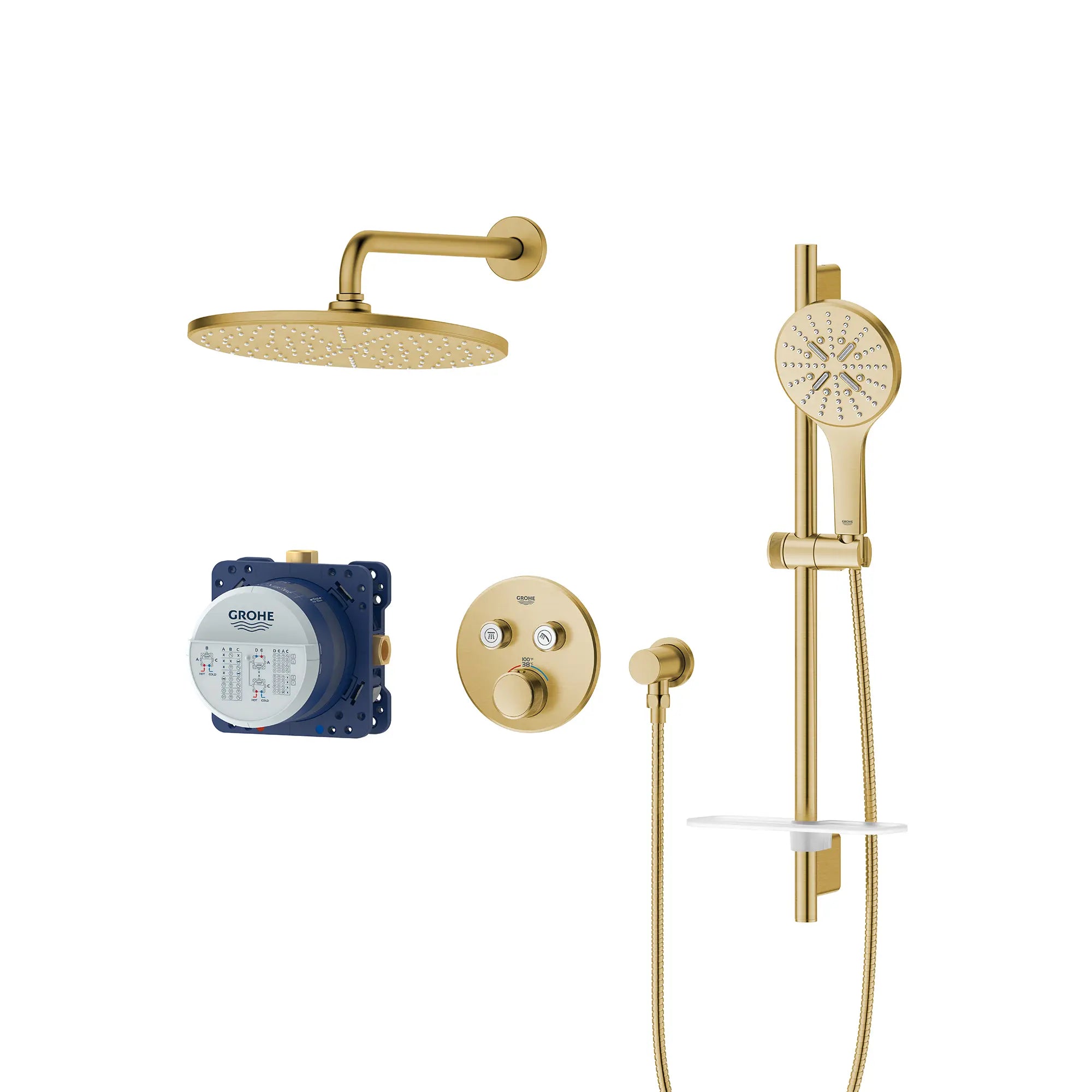 Rainshower SmartControl Thermostatic Dual Function Shower Kit // BRUSHED COOL SUNRISE // 236916_Rainshower_SmartControl_SiloLeft_103070GN00_0001_Jan2024_CDNwebp.webp