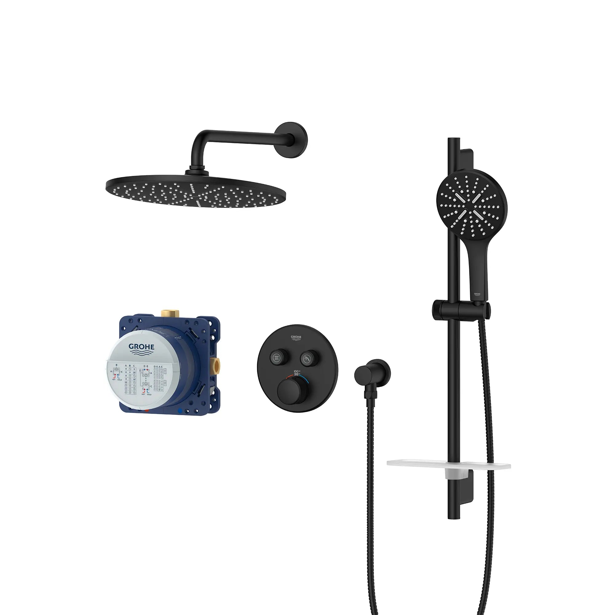 Rainshower SmartControl Thermostatic Dual Function Shower Kit // MATTE BLACK // 236924_Rainshower_SmartControl_SiloLeft_1030702430_0001_Jan2024_CDNwebp.webp