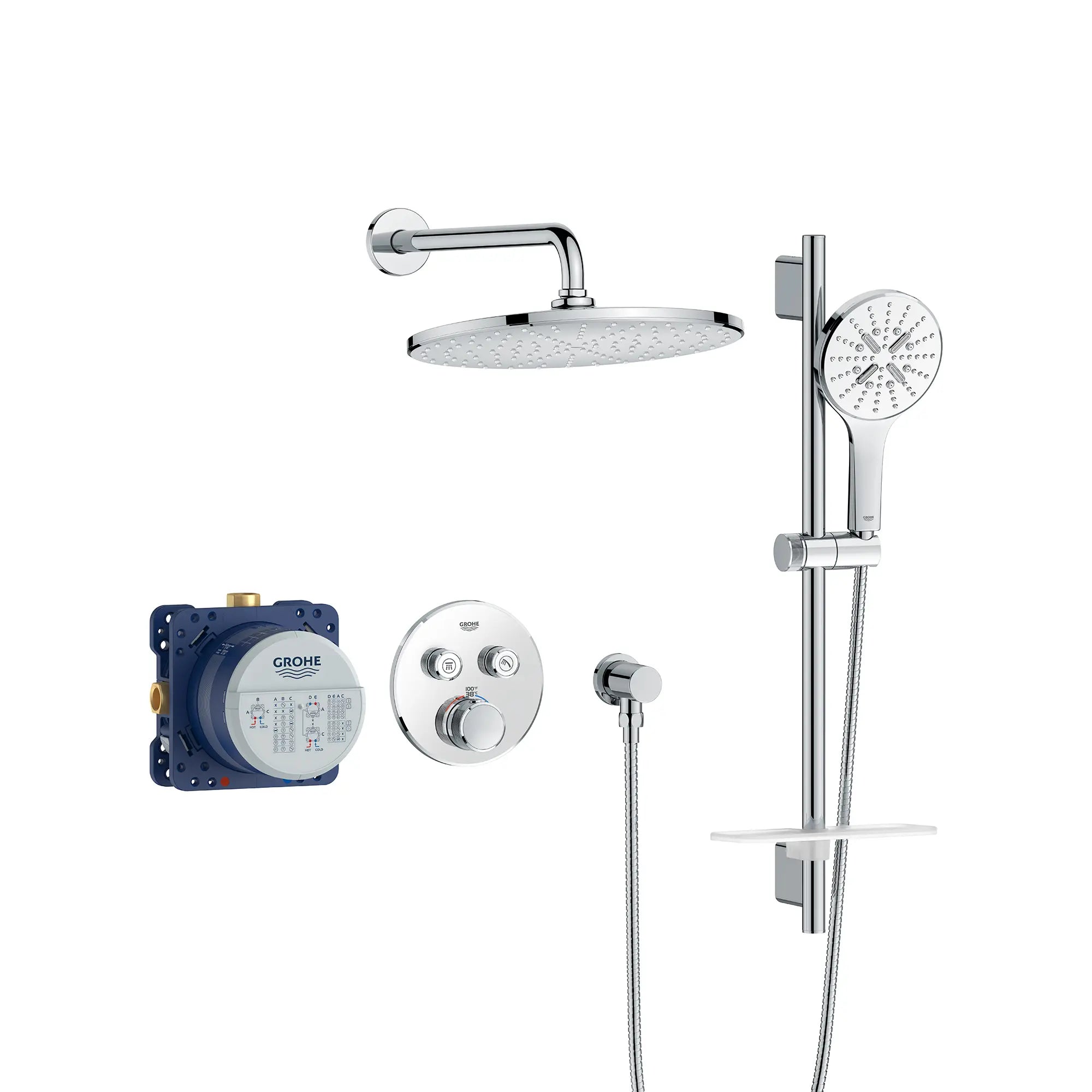 Rainshower SmartControl Thermostatic Dual Function Shower Kit // GROHE STARLIGHT CHROME // 236934_Rainshower_SmartControl_SiloRight_1030700000_0001_Jan2024_CDNwebp.webp