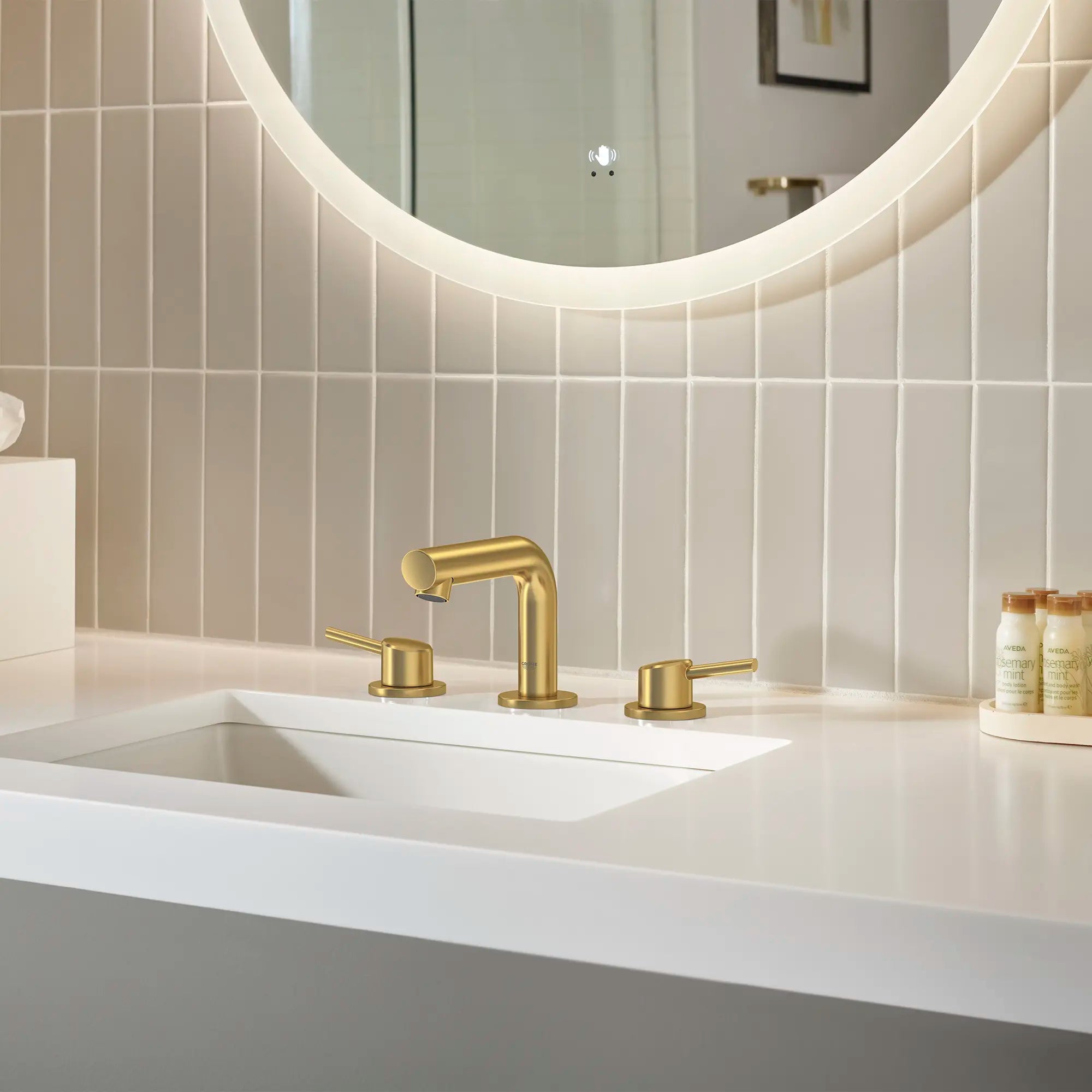 8-inch Widespread 2-Handle S-Size Bathroom Faucet, 1.2 GPM (4.5 L/min) // BRUSHED COOL SUNRISE // 236966_Concetto_EnvironmentCloseup_20572GN1_0001_Nov2023_CDNwebp.webp