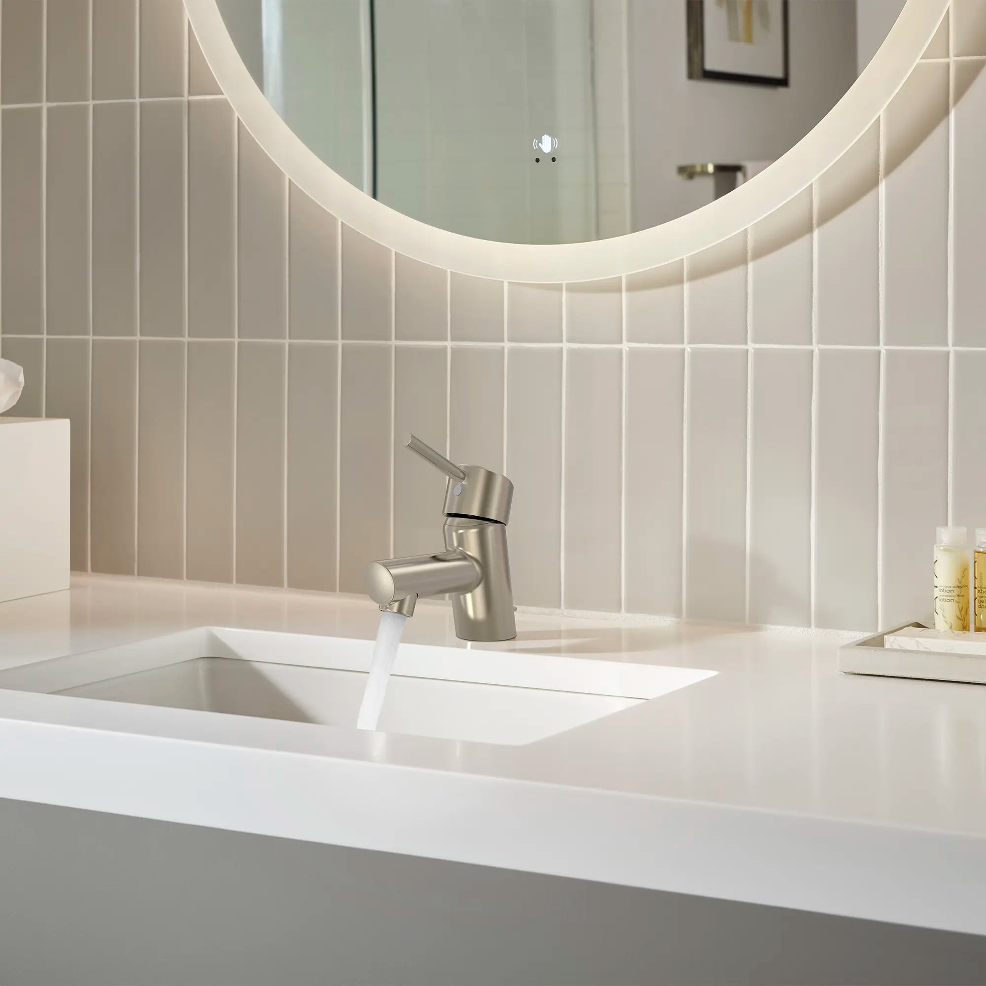 Single Hole Single-Handle XS-Size Bathroom Faucet, 1.2 GPM (4.5 L/min) // BRUSHED NICKEL INFINITYFINISH // 236975_Concetto_EnvironmentCloseup_34702EN1_0001_Nov2023_CDNwebp.webp