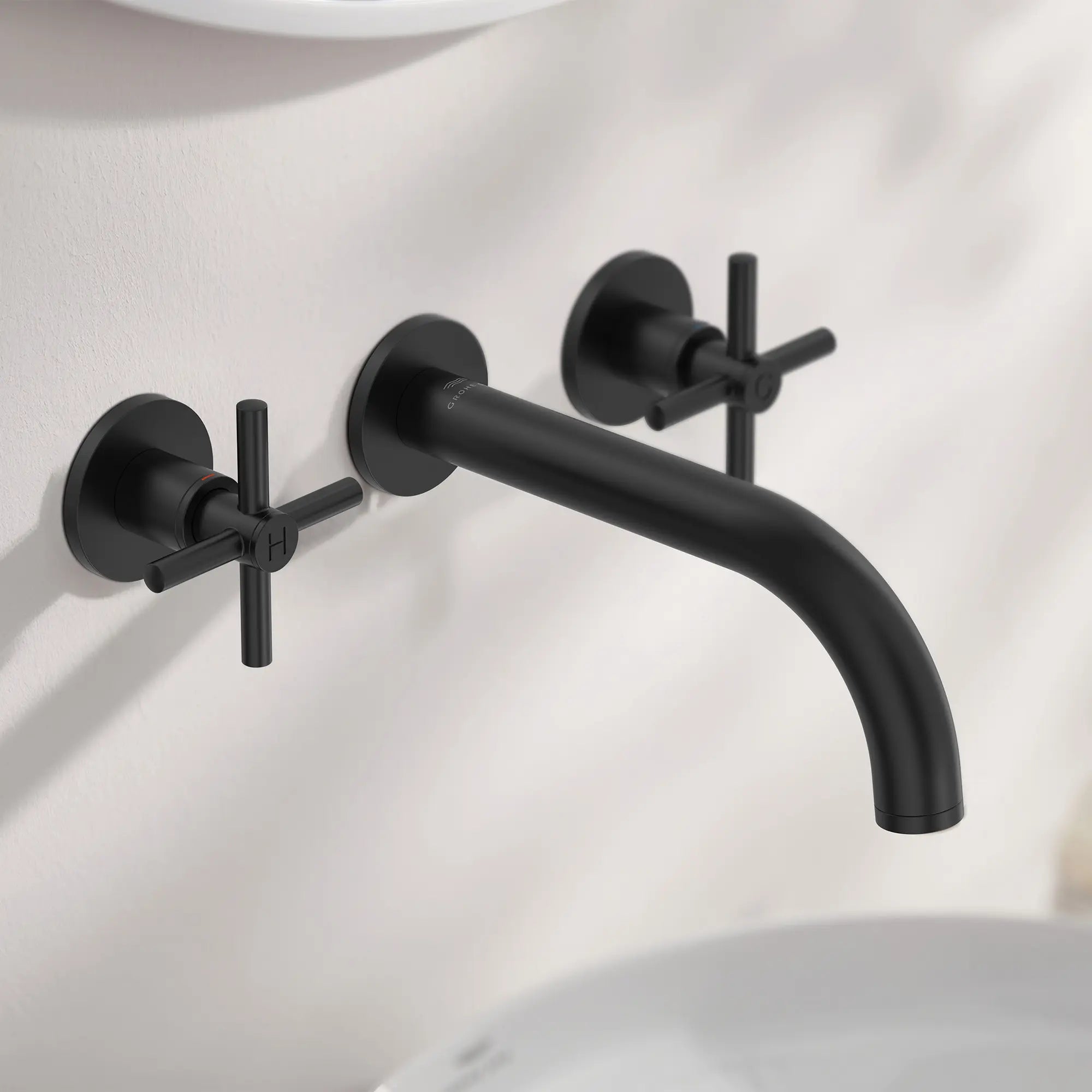 Atrio Cross Handles for Bathroom Sink Faucet (Pair) // MATTE BLACK // 244763_Atrio_EnvironmentCloseUp_206632430_142152430_0001_APRIL2024_0_CDNwebp.webp