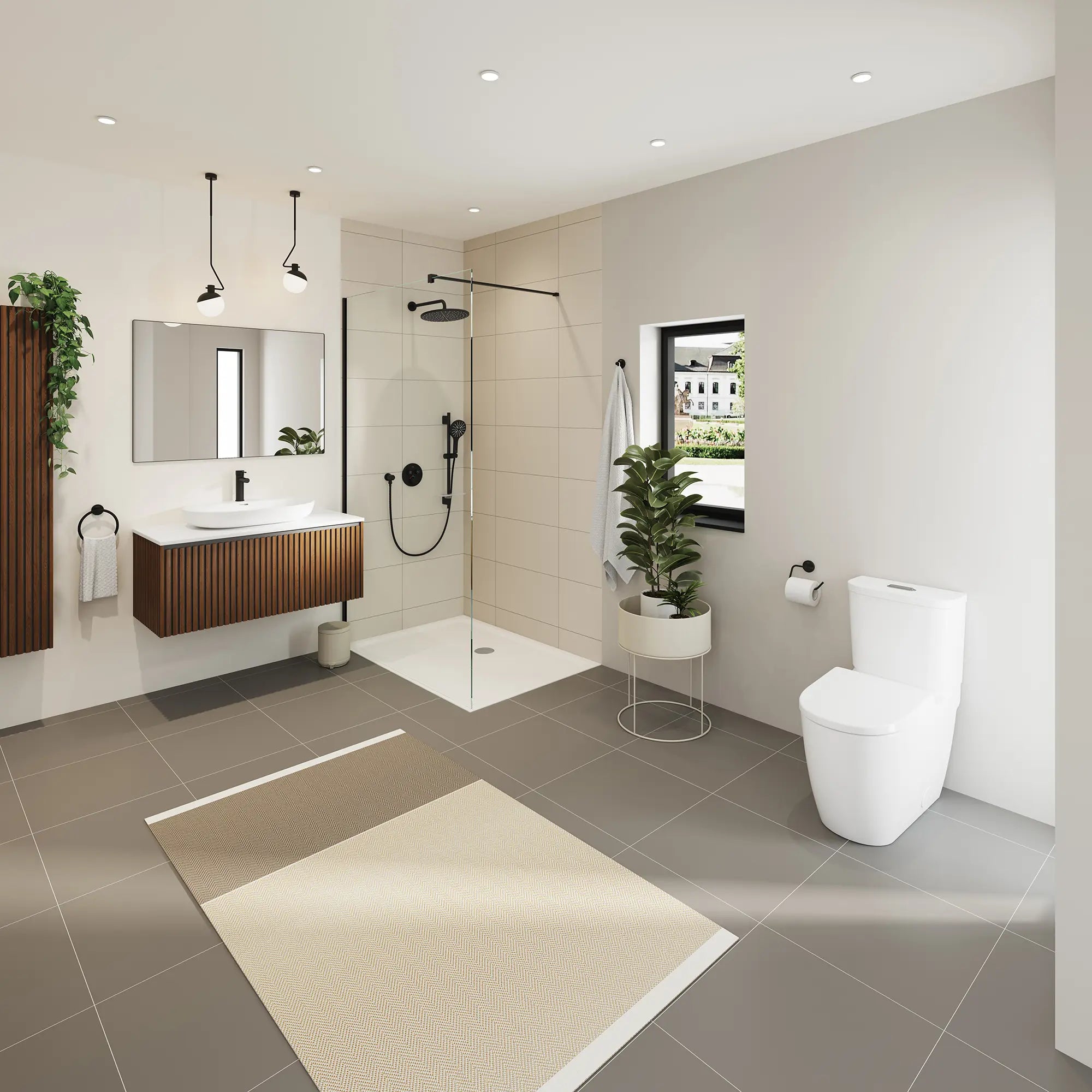 Rainshower SmartControl Thermostatic Dual Function Shower Kit // MATTE BLACK // 246289_EnvironmentFull_1030702430_0001_May2024_CDNwebp.webp