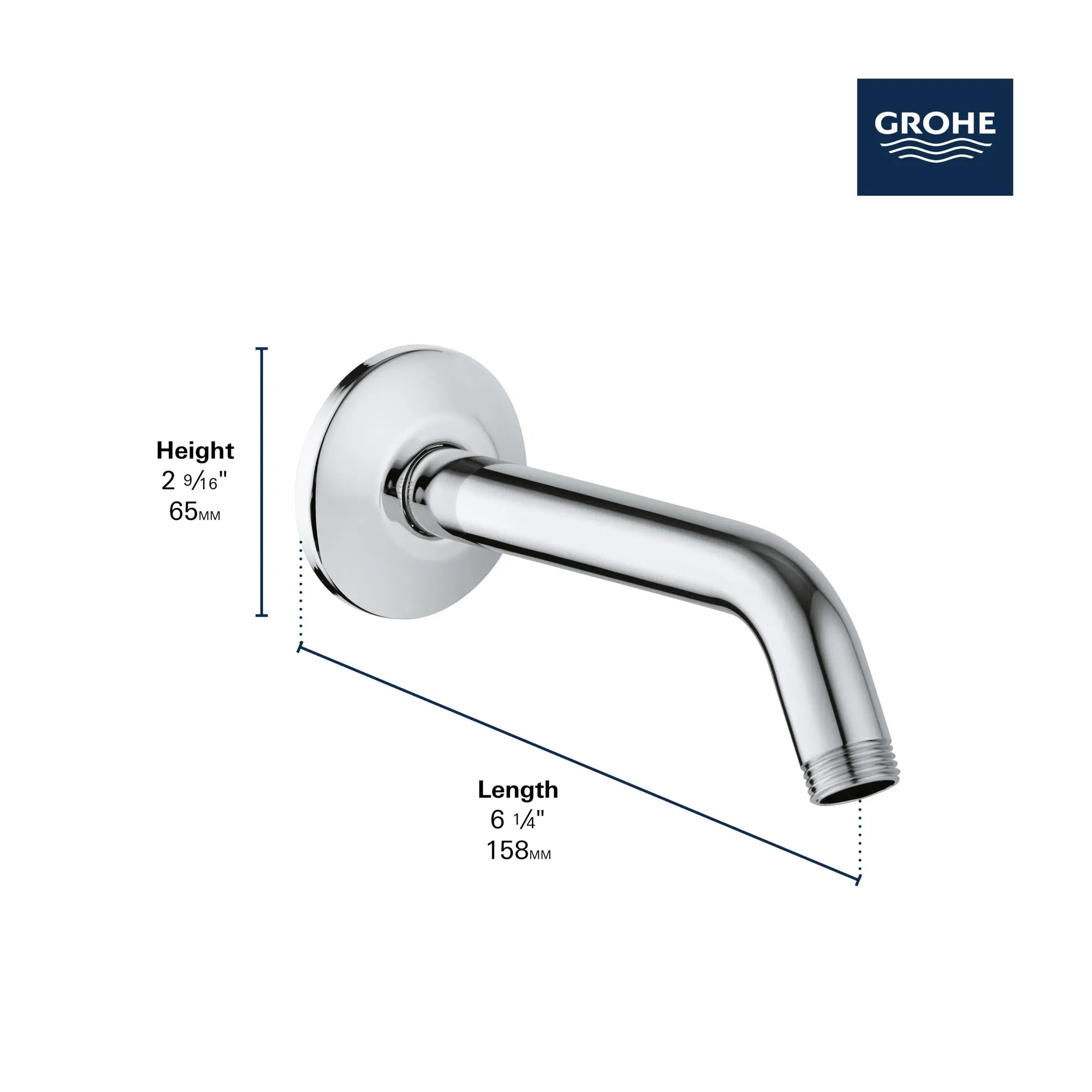 6 1?4" Shower Arm // GROHE STARLIGHT CHROME // 246523_Relexa_Infographic_27412_0001_JUN2024_CDNwebp.webp