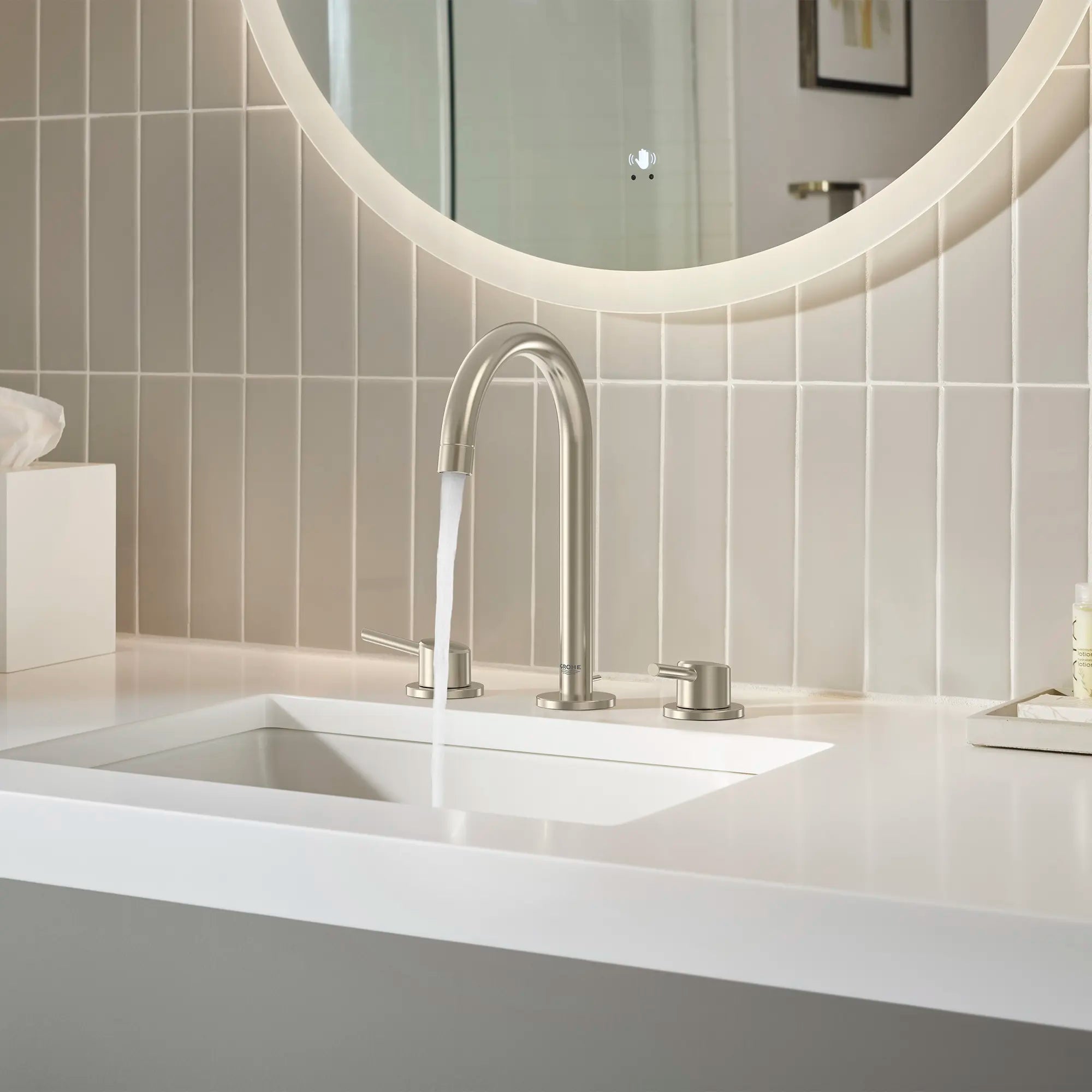 8-inch Widespread 2-Handle L-Size Bathroom Faucet, 1.2 GPM (4.5 L/min) // BRUSHED NICKEL INFINITYFINISH // 249102_Concetto_EnvironmentCloseup_20217ENA_0001_SEPTEMBER2024_CDNwebp.webp