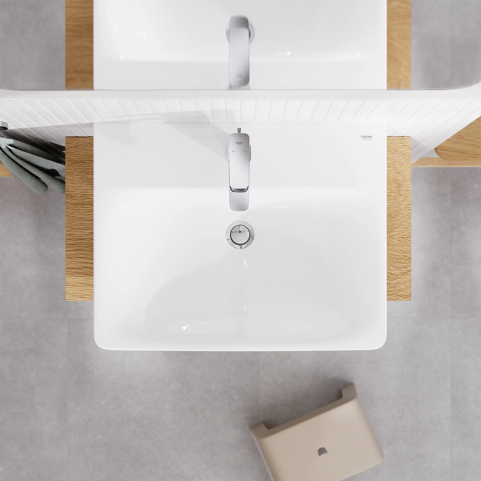 Cubeo Single Hole Single Handle S-Size Bathroom Faucet, 1.2 gpm (4.5L/min) // GROHE STARLIGHT CHROME // 251209_Cubeo_EnvironmentCloseUp_1018980000_0001_JANUARY2025_1_CDNwebp.webp