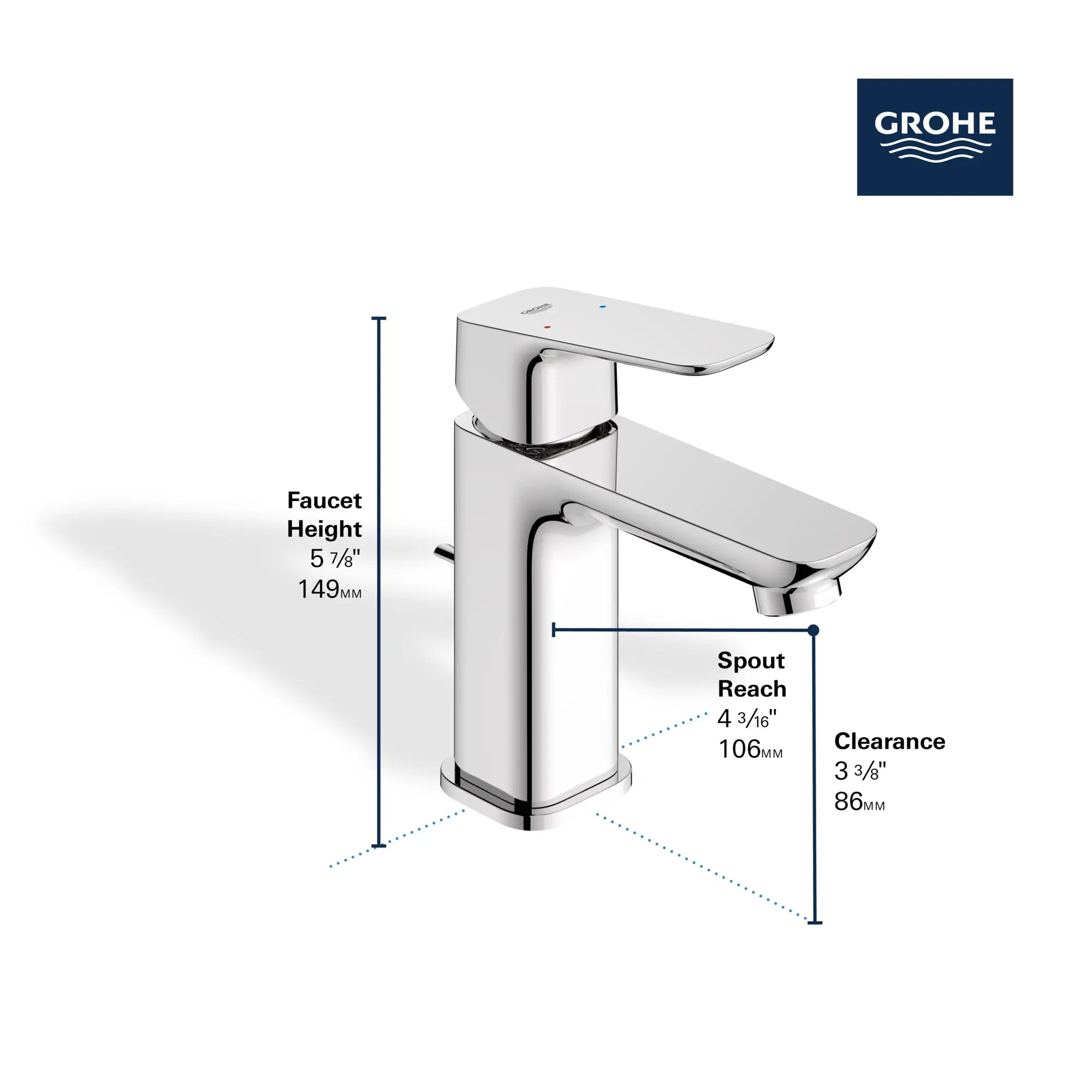 Cubeo Single Hole Single Handle S-Size Bathroom Faucet, 1.2 gpm (4.5L/min) // BRUSHED COOL SUNRISE // 251863_CUBEO_Infographic_101898_0001_DEC2024_0_CDNwebp.webp