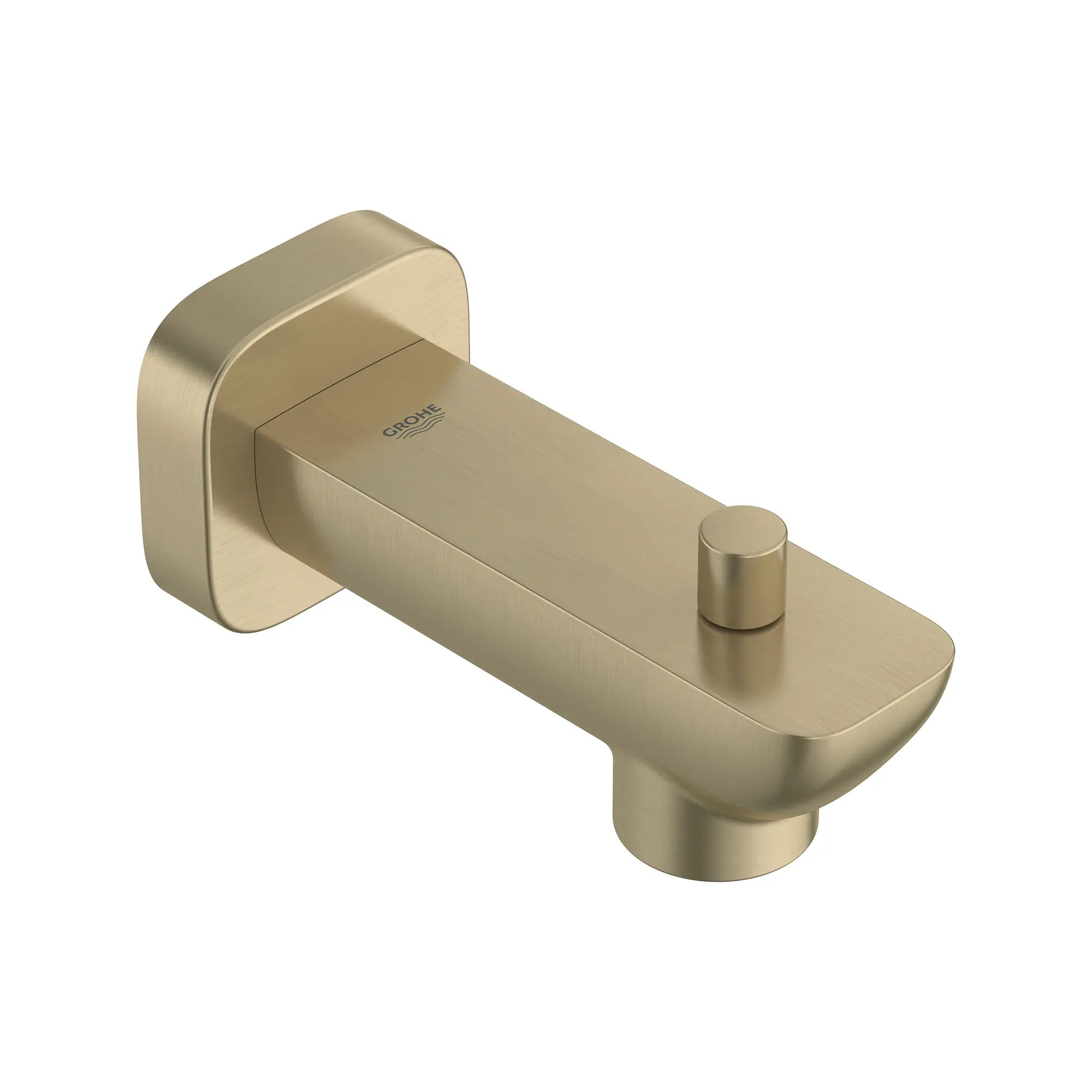 Cubeo Diverter Tub Spout // BRUSHED NICKEL INFINITYFINISH // 252743_Cubeo_SiloRight_101924EN00_0001_AUGUST2024_0_CDNwebp.webp