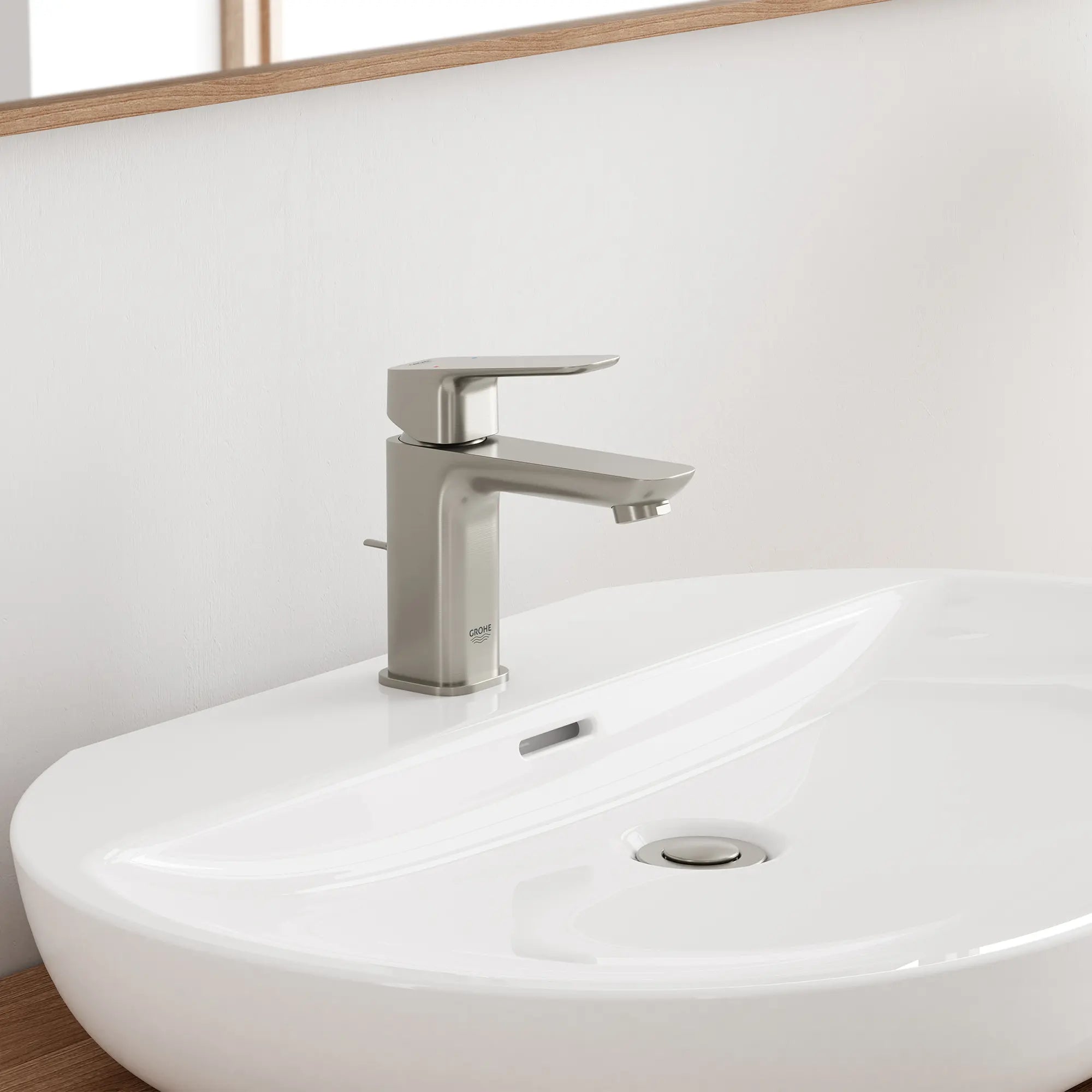 Cubeo Single Hole Single Handle S-Size Bathroom Faucet, 1.2 gpm (4.5L/min) // BRUSHED NICKEL INFINITYFINISH // 253067_Cubeo_EnvironmentCloseUp_101898EN00_39669000_0001_OCTOBER2024_CDNwebp.webp