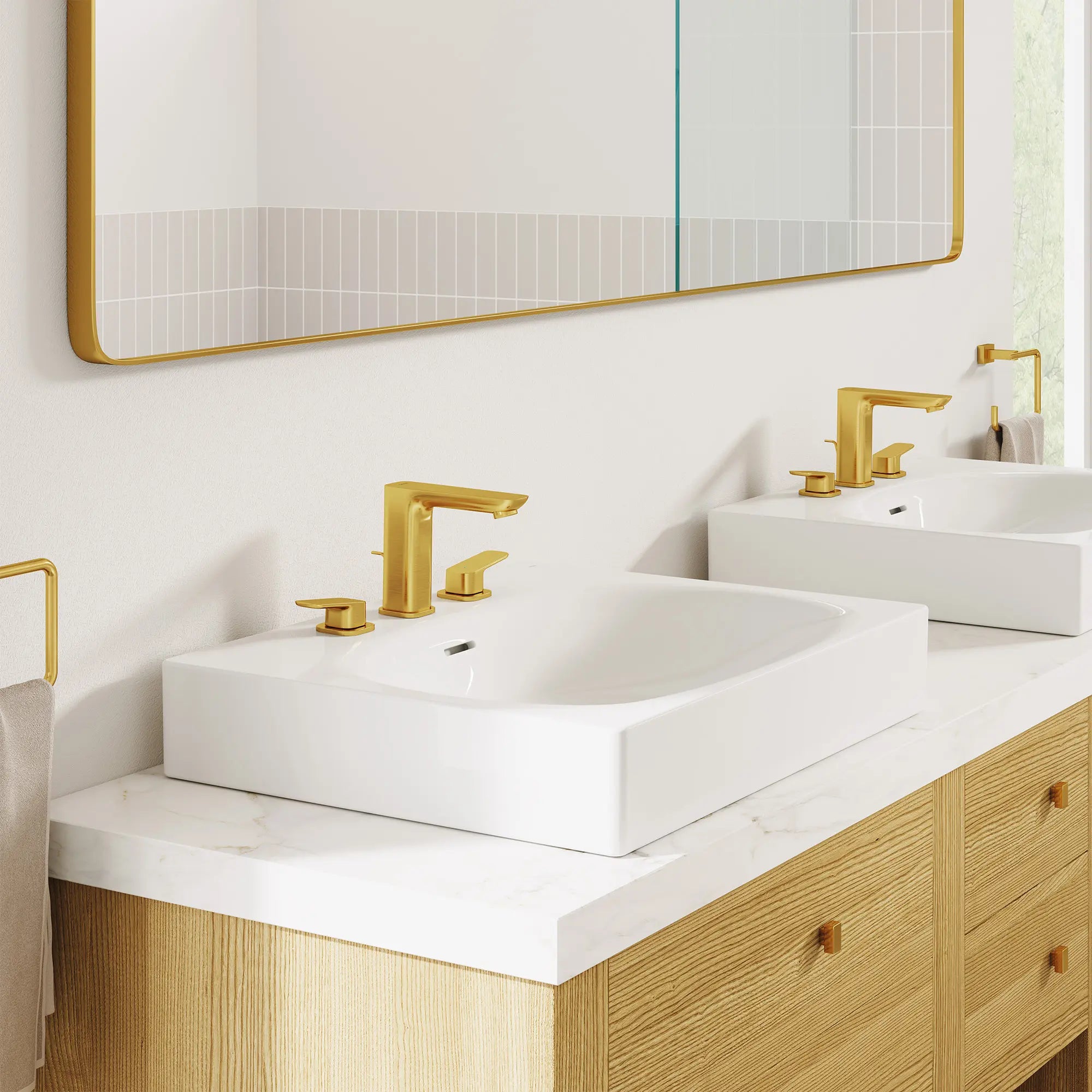 Cubeo 8" Widespread 2-Handle Bathroom Faucet, 1.2 gpm (4.5 L/min) // BRUSHED COOL SUNRISE // 253078_Cubeo_EnvironmentCloseUp_101922GN0_39655000_40510GN0_0001_OCTOBER2024_CDNwebp.webp