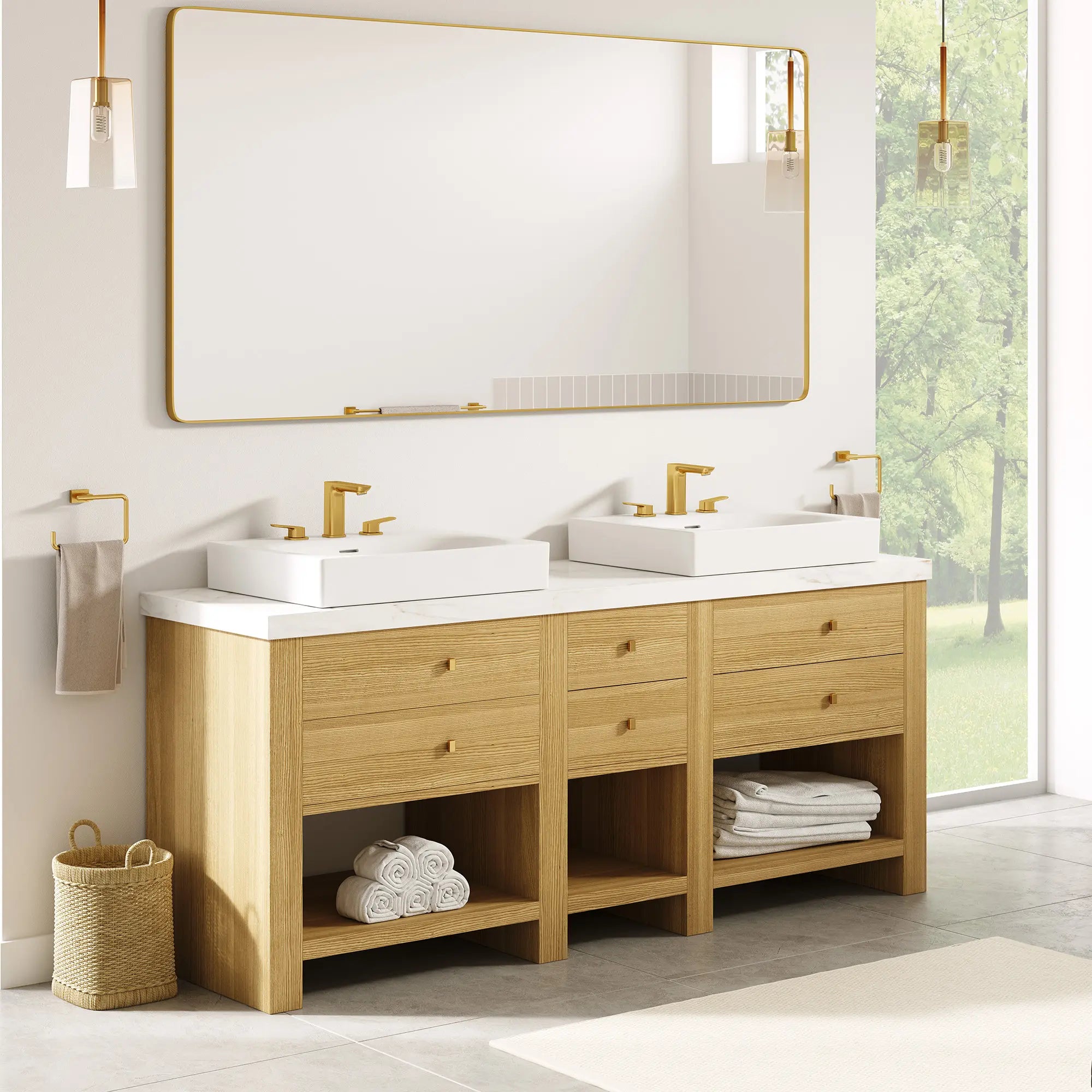 Cubeo 8" Widespread 2-Handle Bathroom Faucet, 1.2 gpm (4.5 L/min) // BRUSHED COOL SUNRISE // 253089_Cubeo_EnvironmentMedium_101922GN0_39655000_40510GN0_0001_OCTOBER2024_CDNwebp.webp