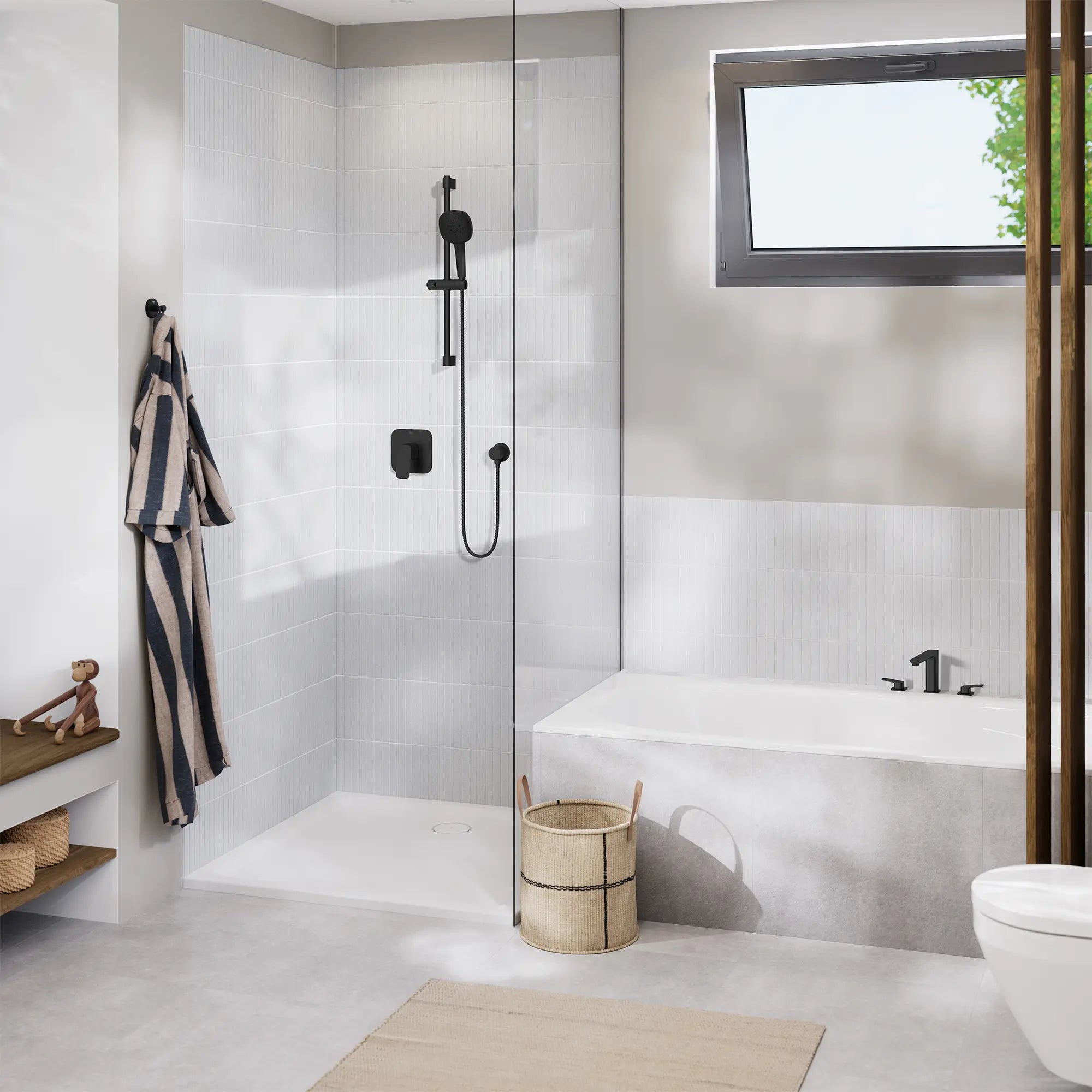 Cubeo 3-Hole 2-Handle Deck Mount Tub Filler // MATTE BLACK // 260330_GROHE_Cubeo_Rubber_EnvironmentMedium_1019232430_1019282430_269062432_266362431_0001_JANUARY2025_CDNwebp.webp