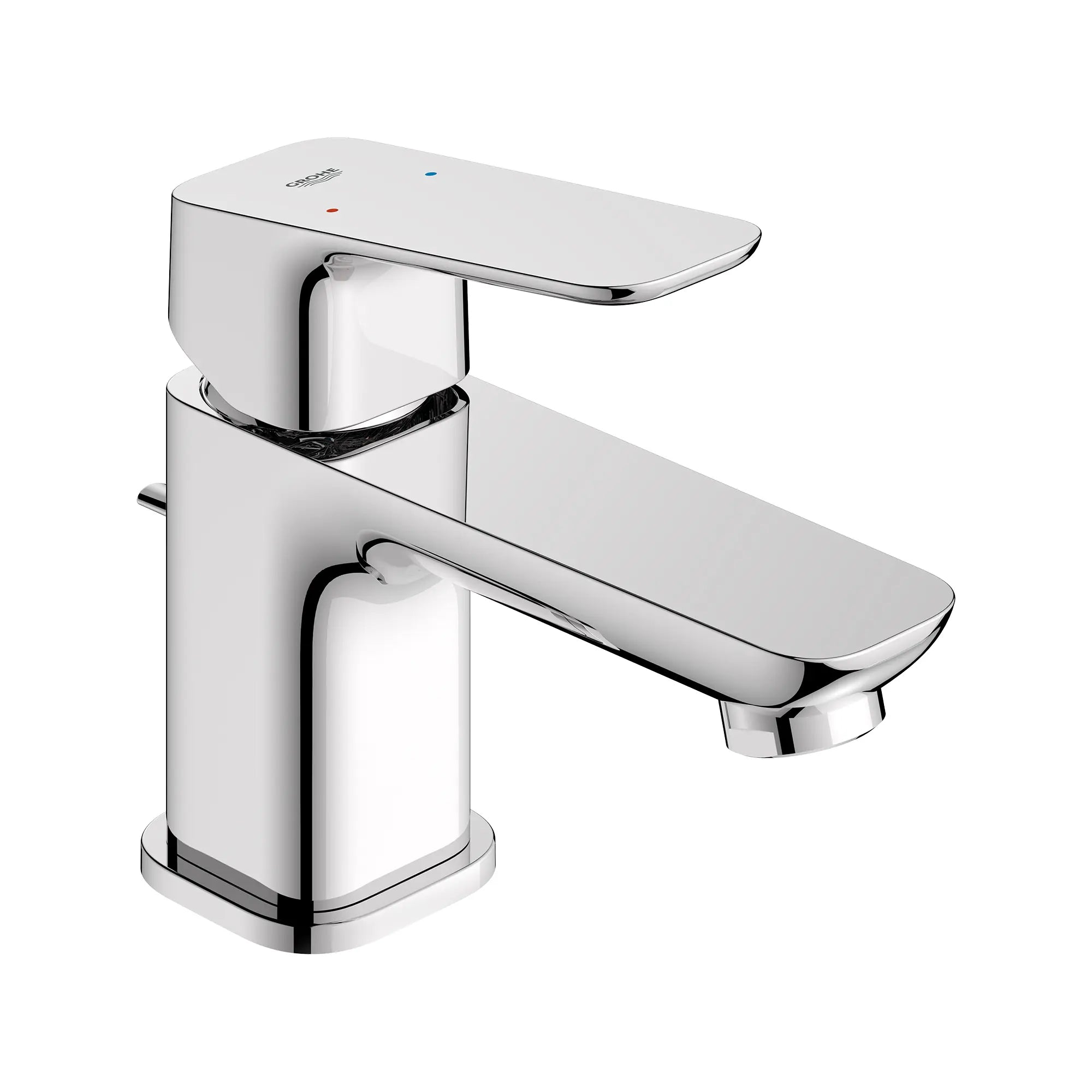 Robinet de salle de bain à orifice et manette uniques Cubeo, taille TP, 4,5 l/min (1,2 gal/min) // CHROME STARLIGHT GROHE // 260445_Cubeo_SiloRight_1018970000_0001_AUGUST2024_0_CDNwebp.webp