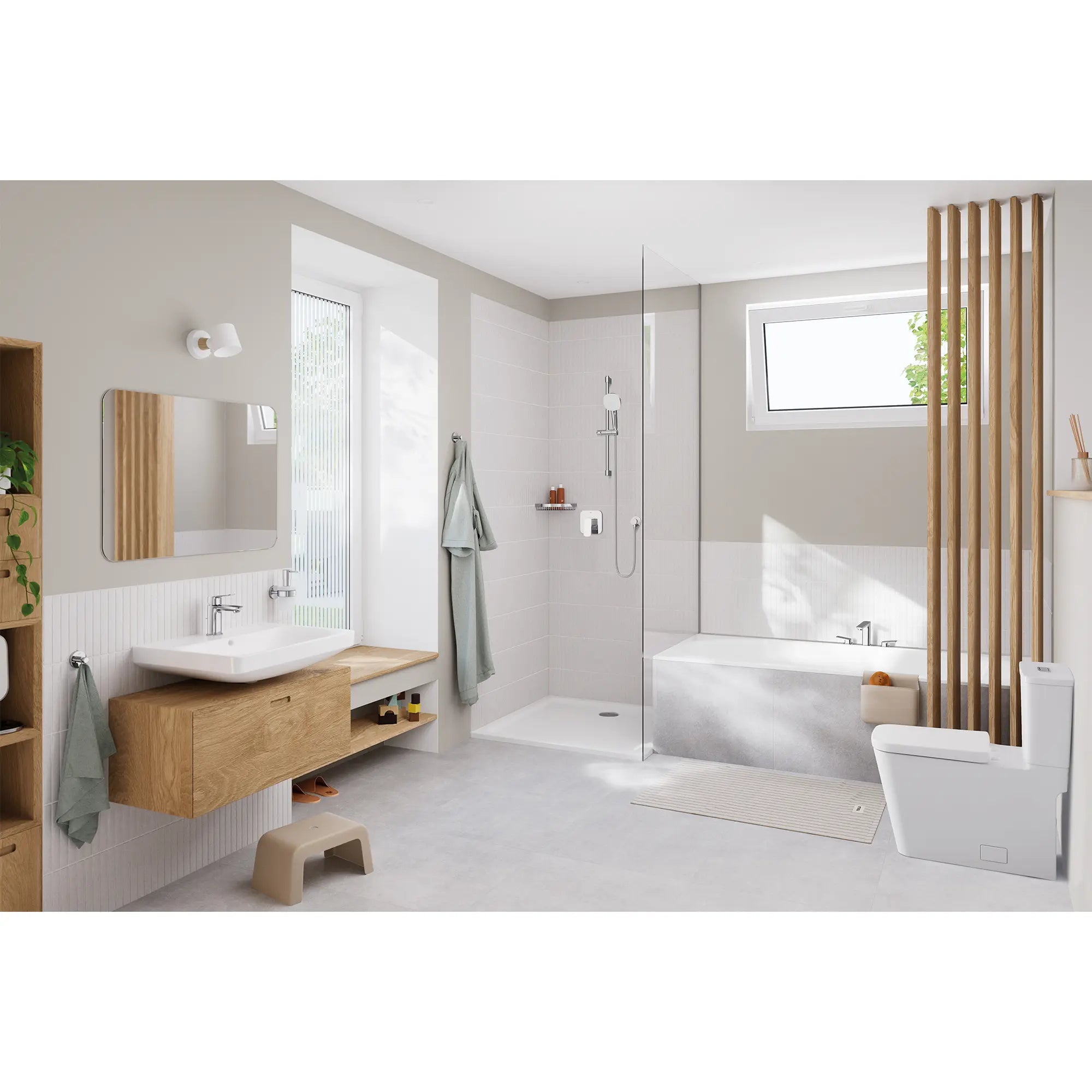 Cubeo Single Hole Single Handle S-Size Bathroom Faucet, 1.2 gpm (4.5L/min) // GROHE STARLIGHT CHROME // 261326_Cubeo_EnvironmentFull_1018980000_1019220000_1019280000_26906002_0001_JANUARY2025_1_CDNwebp.webp