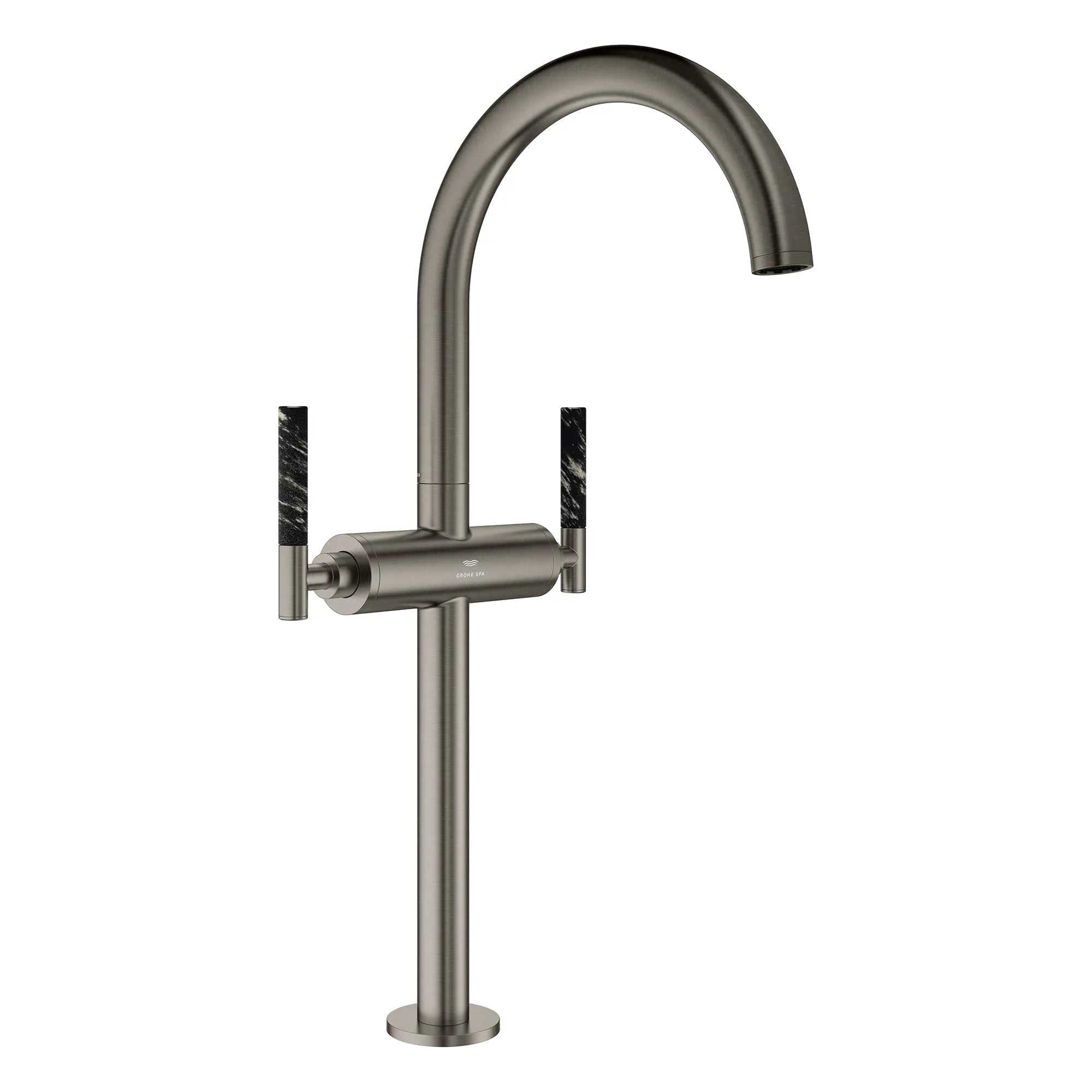 Atrio Single Hole Two-Handle Vessel Sink Faucet without Handles, 1.2 GPM (4.5 L/min) // BRUSHED HARD GRAPHITE // 266469_Atrio_PC_SiloRight_21161AL00_48459AL0_0001_July2025_0_CDNwebp.webp