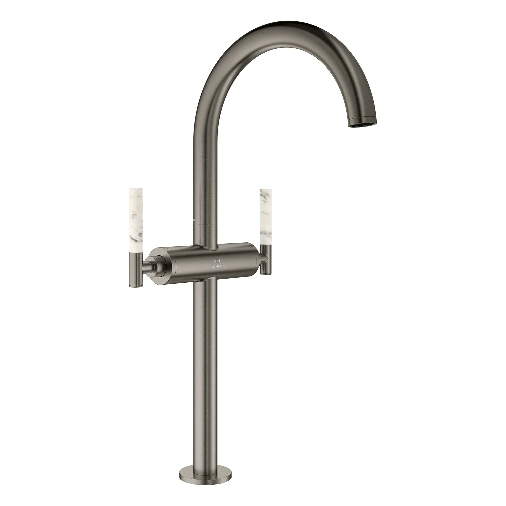 Atrio Single Hole Two-Handle Vessel Sink Faucet without Handles, 1.2 GPM (4.5 L/min) // BRUSHED HARD GRAPHITE // 266483_Atrio_PC_SiloRight_21161AL00_48458AL0_0001_July2025_0_CDNwebp.webp