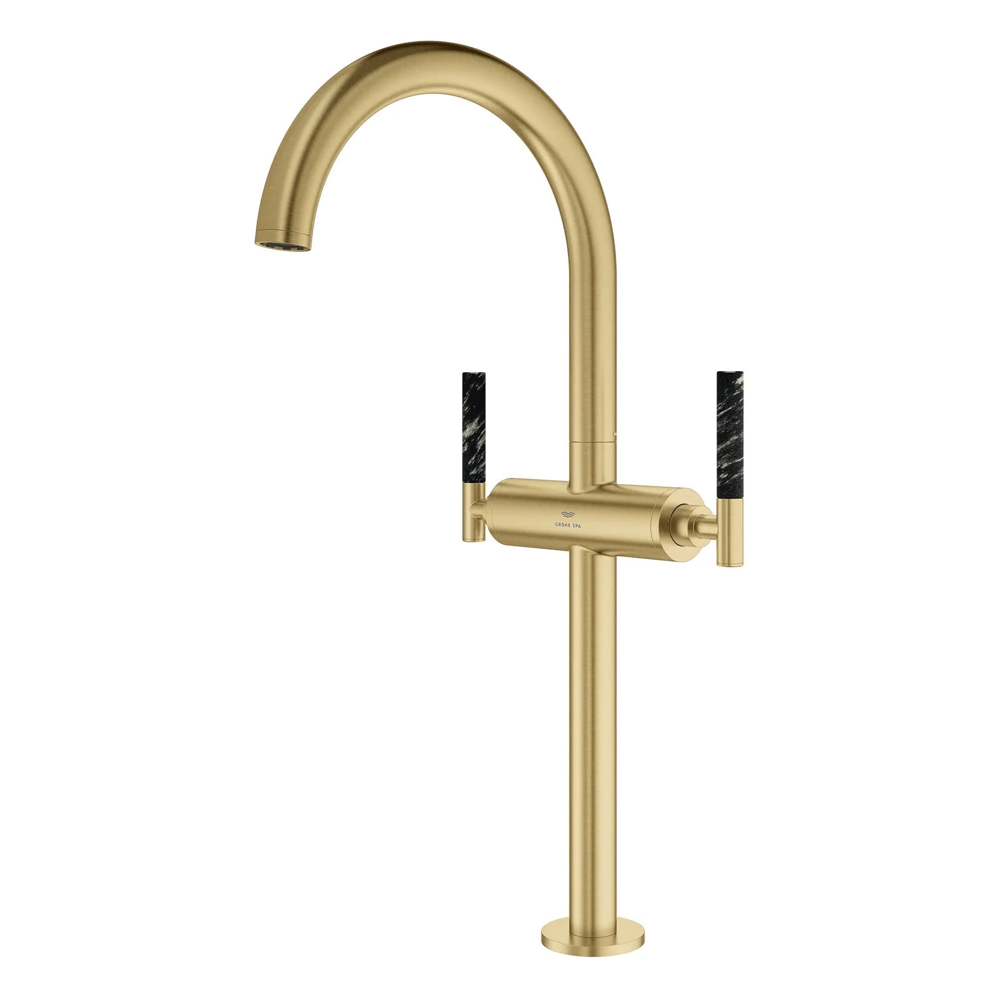 Atrio Single Hole Two-Handle Vessel Sink Faucet without Handles, 1.2 GPM (4.5 L/min) // BRUSHED COOL SUNRISE // 266600_Atrio_PC_SiloLeft_21161GN00_48459GN00_0001_July2025_0_CDNwebp.webp