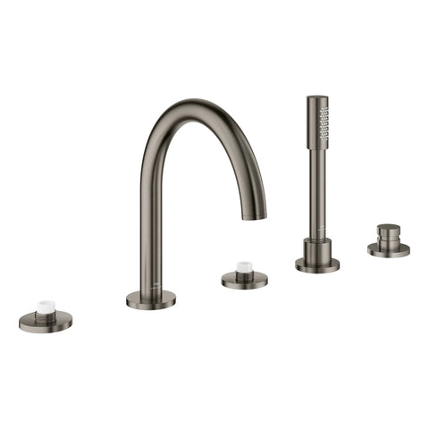 5-Hole 2-Handle Deck Mount Roman Tub Faucet with 6.6 L/min (1.75 GPM) Hand Shower - Brushed Hard Graphite