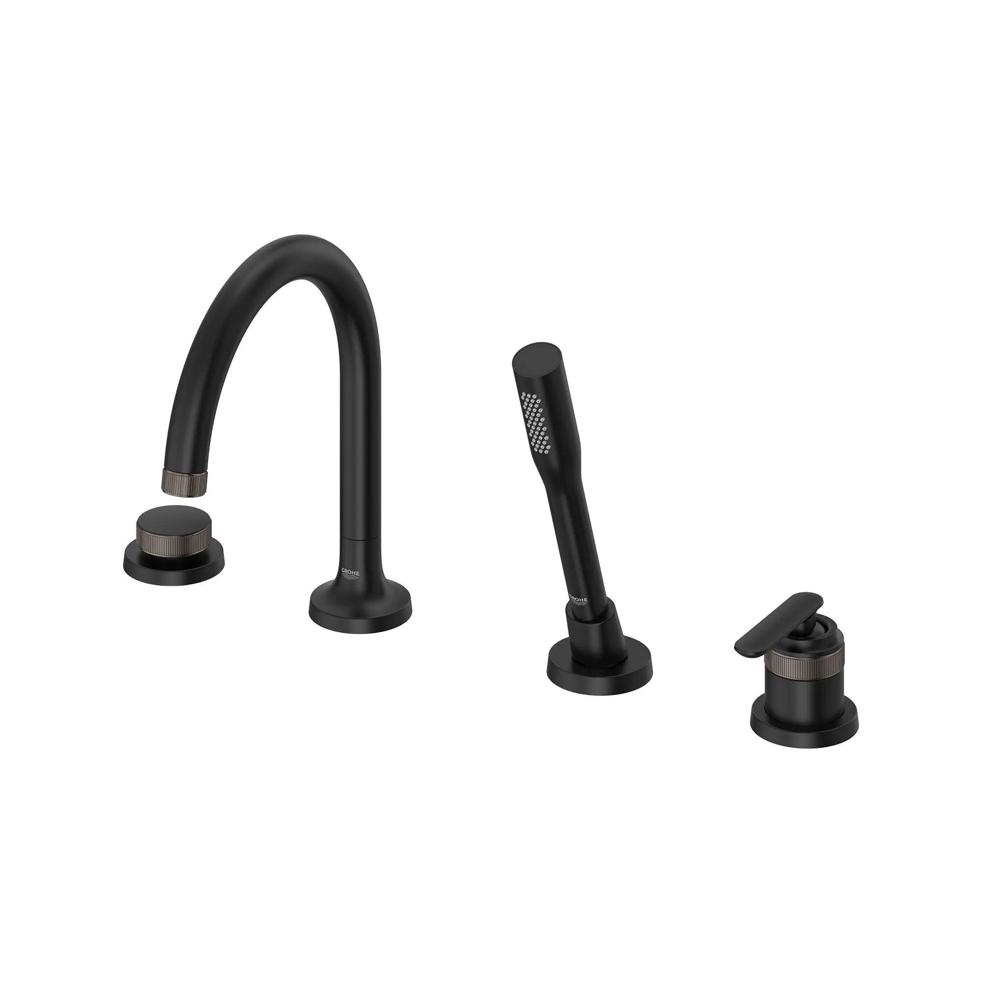 Listra 4-Hole Single-Handle Deck Mount Roman Tub Faucet with 1.75 gpm (6.6L/min) Hand Shower // MATTE BLACK // 268415_Listra_SiloLeft_1062372430_0001_SEPTEMBER2024_0_CDNwebp.webp