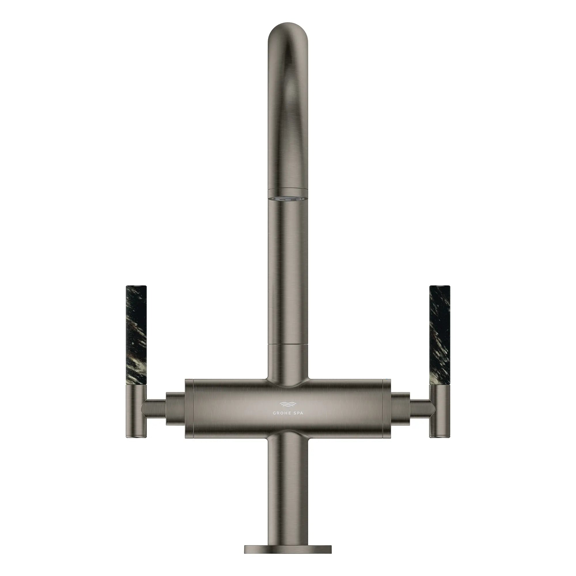 Atrio Single Hole Two-Handle L-Size Bathroom Faucet without Handles, 1.2 GPM (4.5 L/min) // BRUSHED HARD GRAPHITE // 269181_Atrio_PC_SiloFront_21146AL00_48459AL0_August2025_0_CDNwebp.webp