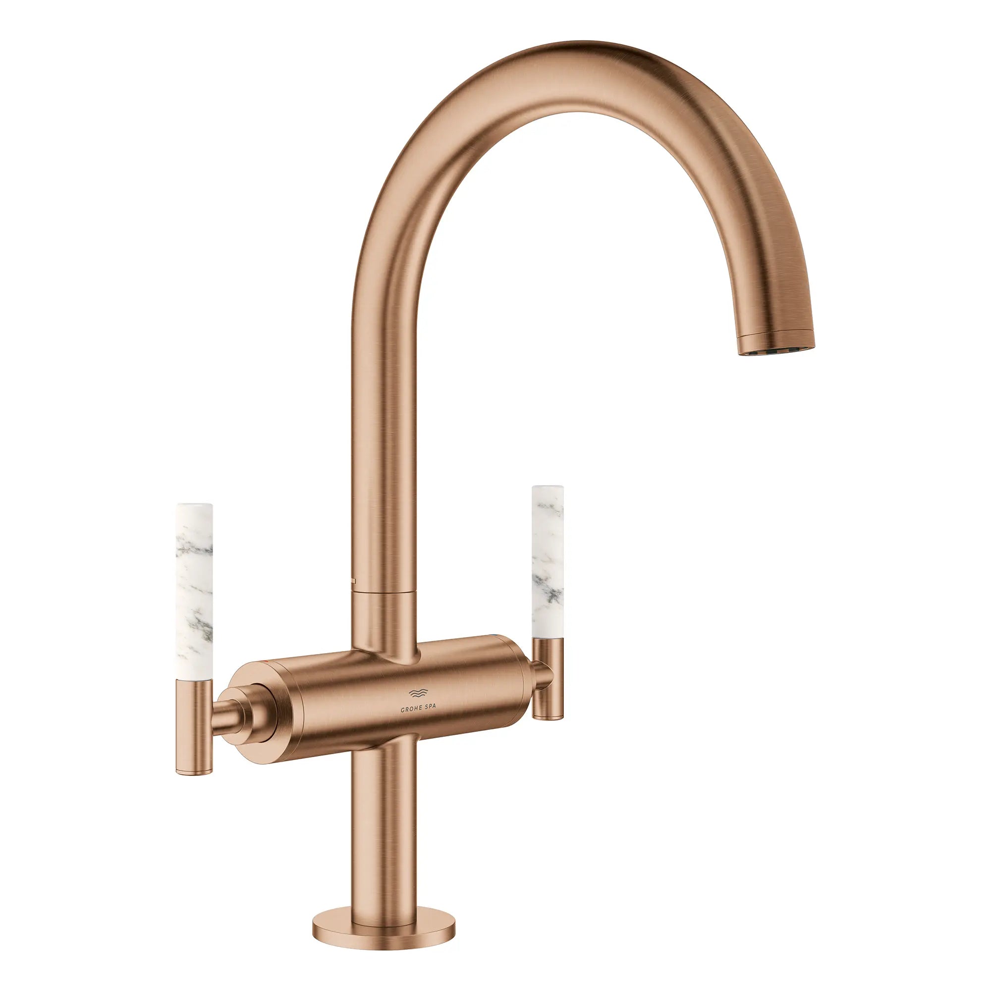 Atrio Single Hole Two-Handle L-Size Bathroom Faucet without Handles, 1.2 GPM (4.5 L/min) // BRUSHED WARM SUNSET // 269221_Atrio_PC_SiloRight_21146DL00_48458DL0_August2025_0_CDNwebp.webp